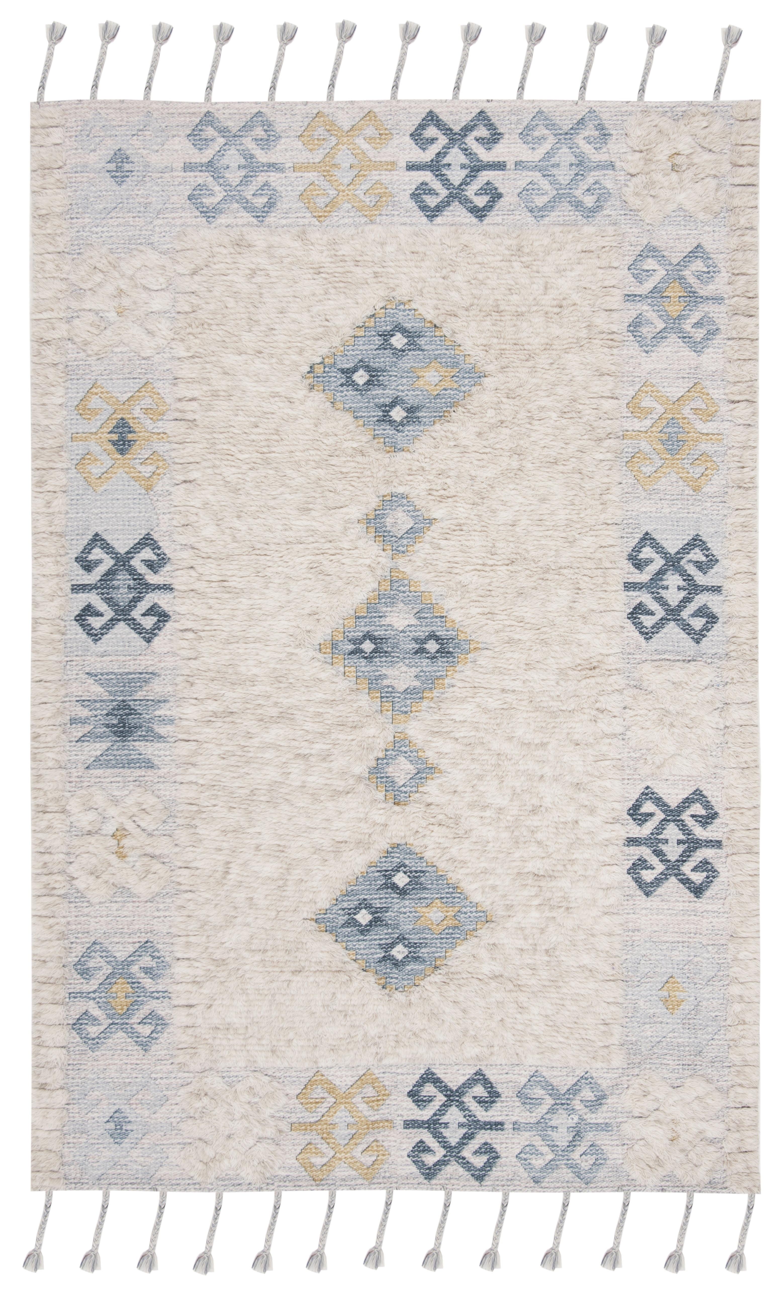 Safavieh Saffron Blue Beige Wool Geometric Area Rug 3' x 5'