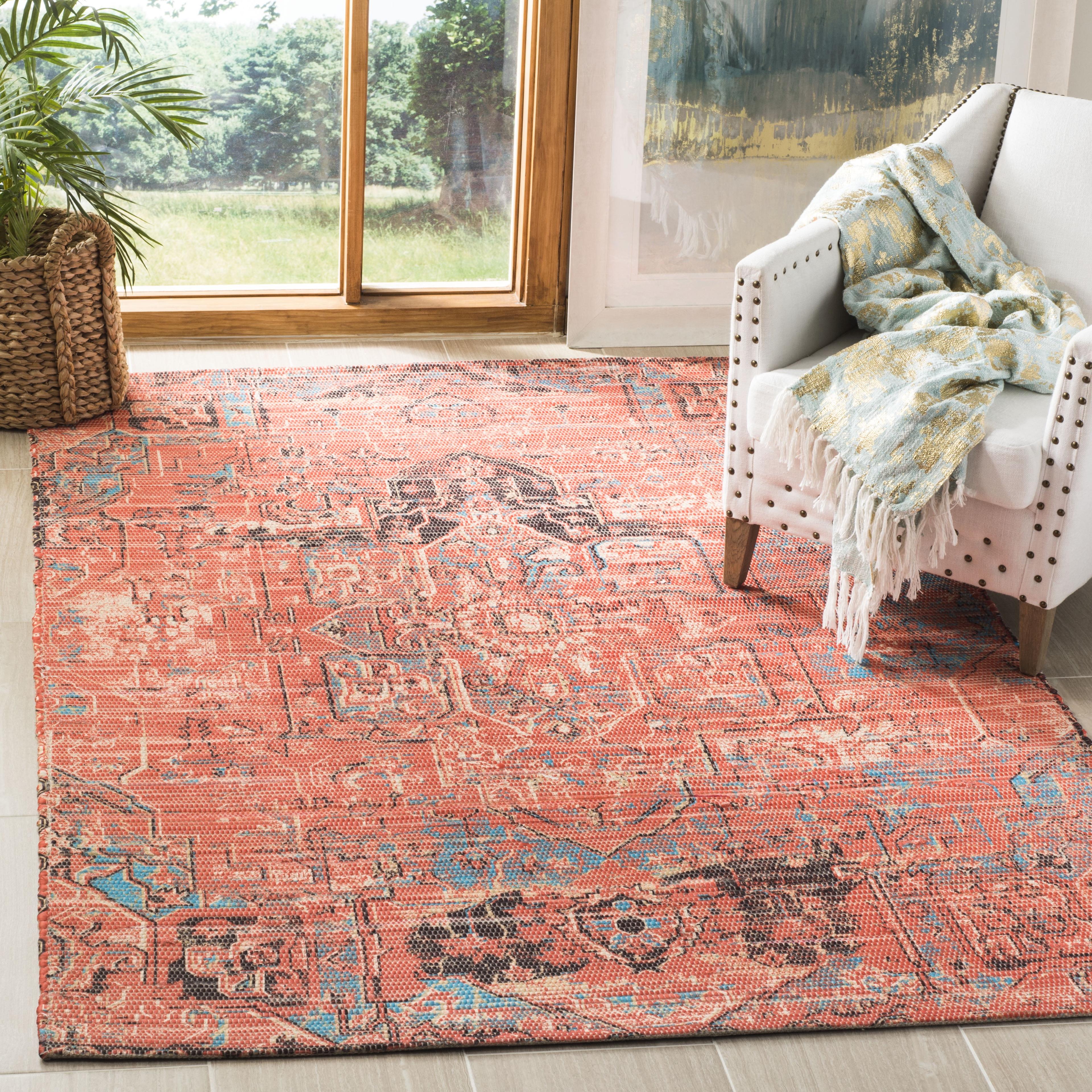 Saffron 5' x 8' Rust and Blue Synthetic Area Rug