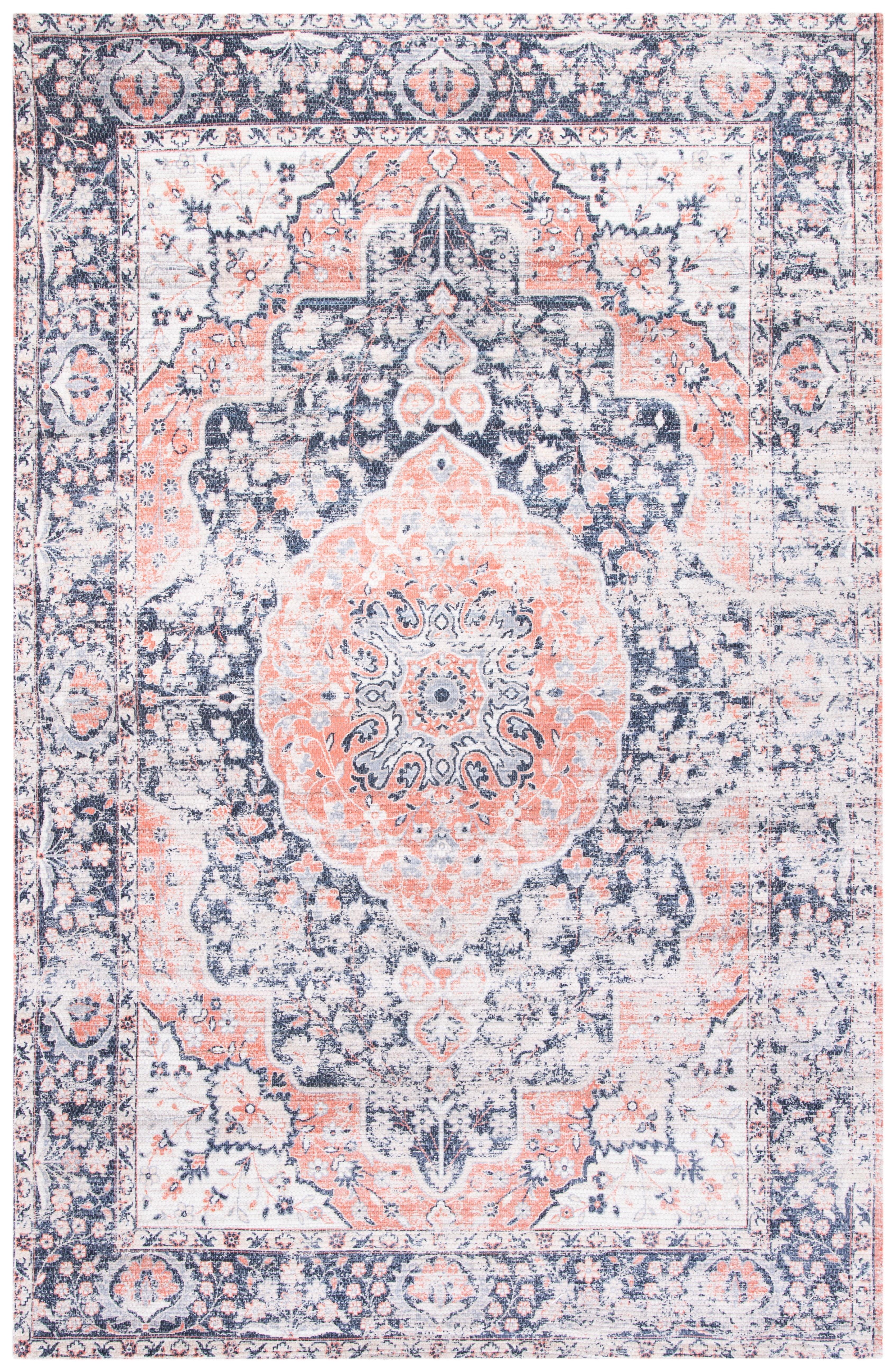 Saffron SFN353 Hand Loomed Area Rug - Navy/Ivory - 5'x8' - Safavieh.