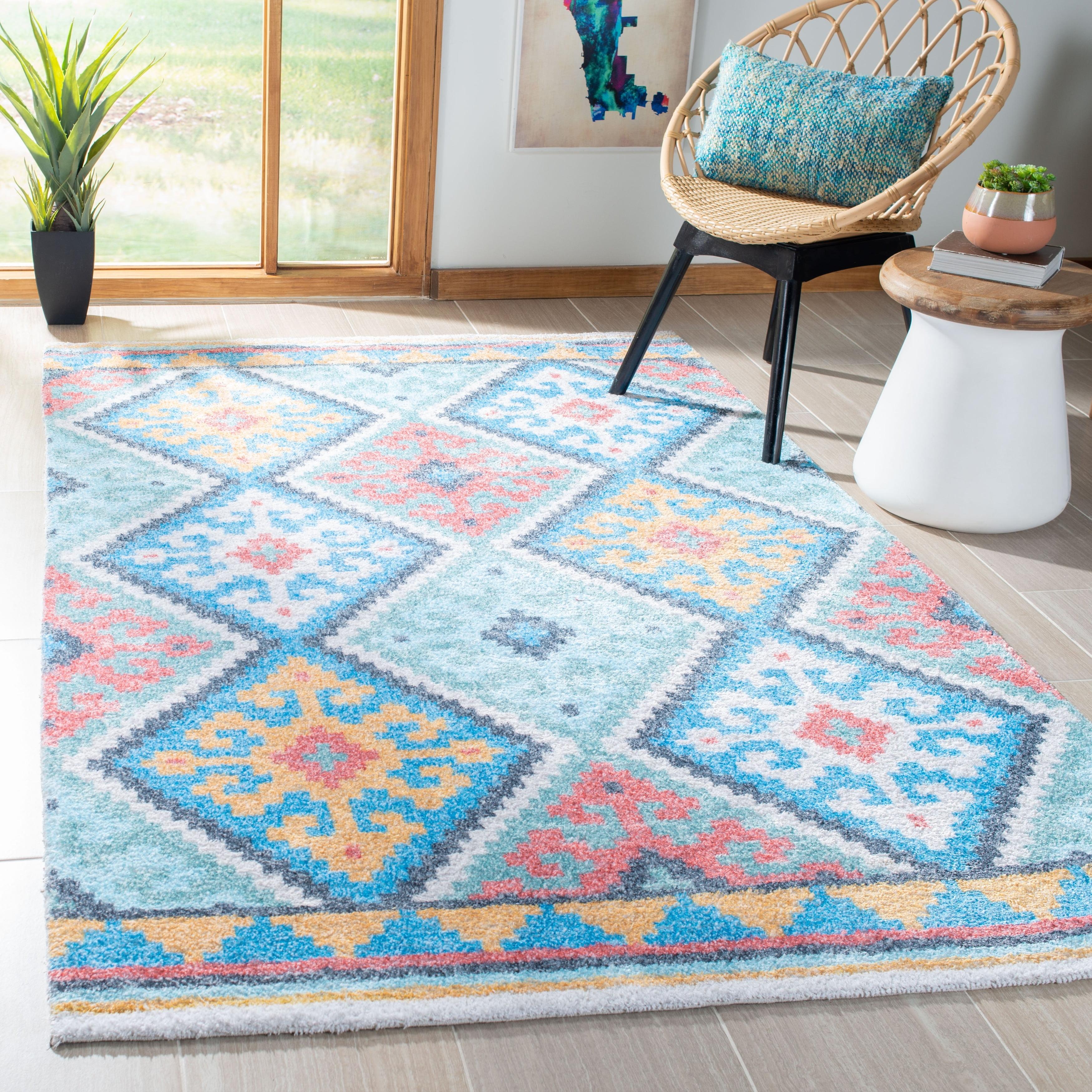 Saffron SFN560 Hand Loomed Area Rug - Blue/Aqua - 3'x5' - Safavieh.