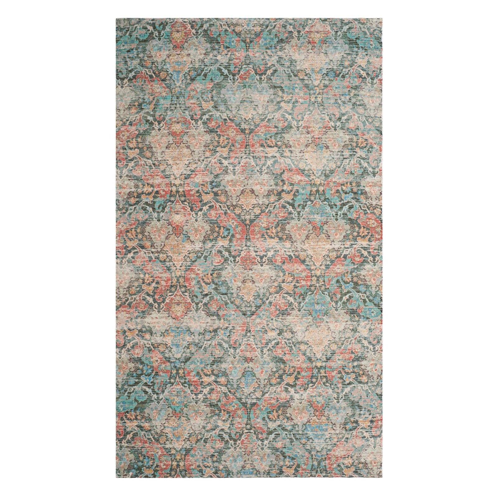 Saffron SFN570 Hand Loomed Area Rug - Coral/Aqua - 5'x8' - Safavieh.