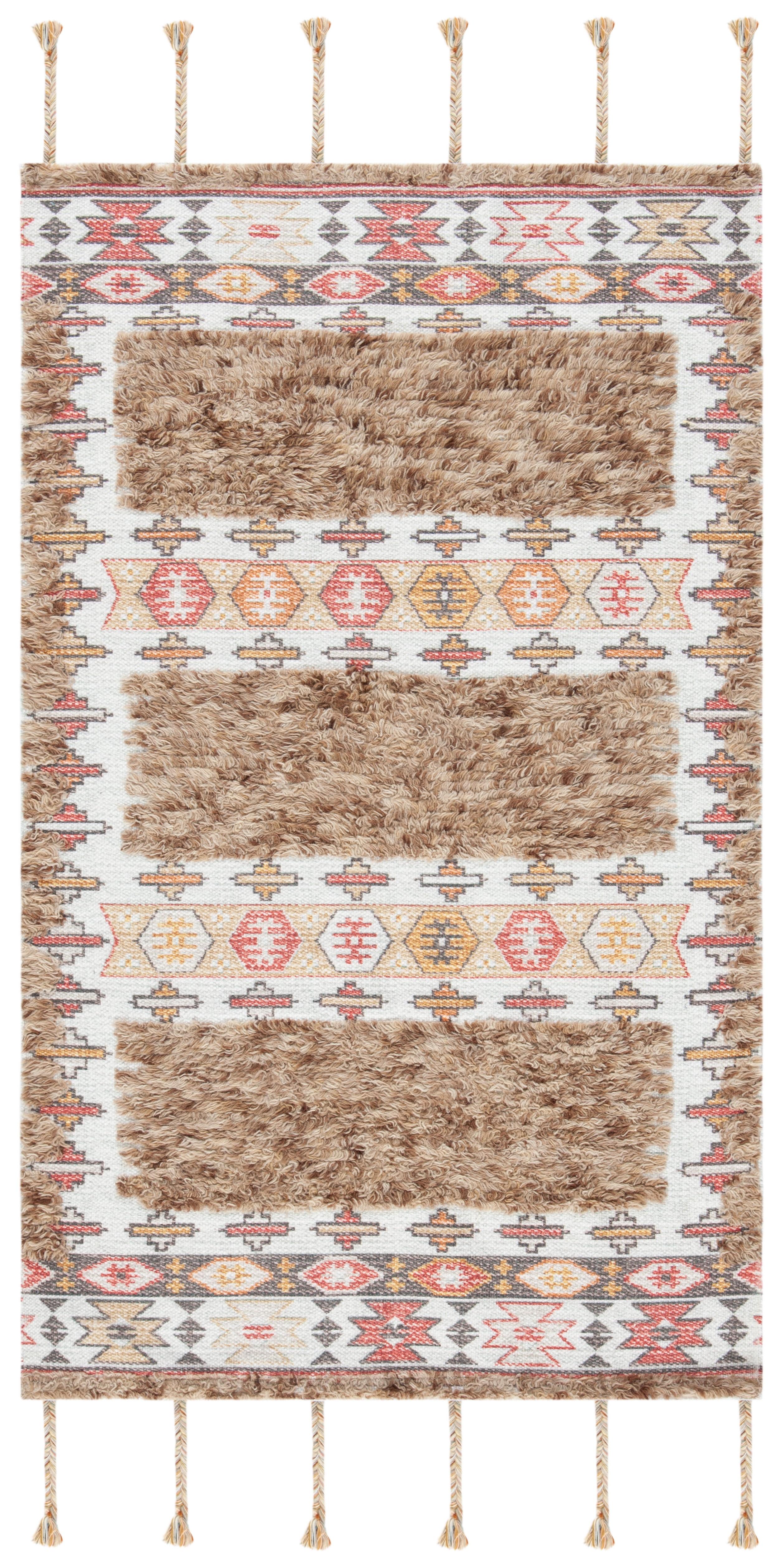 Ivory and Taupe Hand-Loomed Wool Area Rug, 3' x 5'