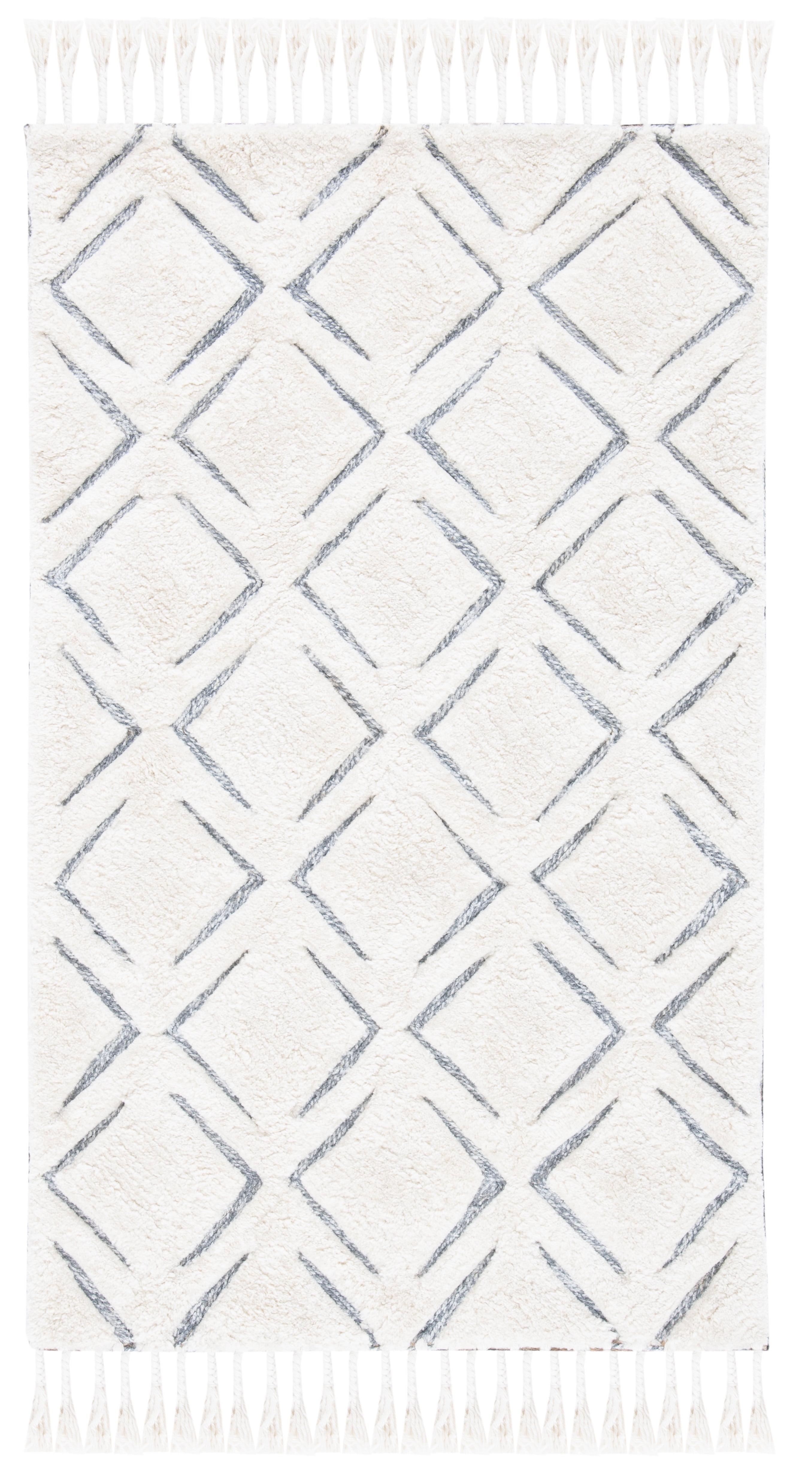 Sahara SAH454 Hand Tufted Indoor Accent Rug - Ivory/Grey - 3'x5' - Safavieh
