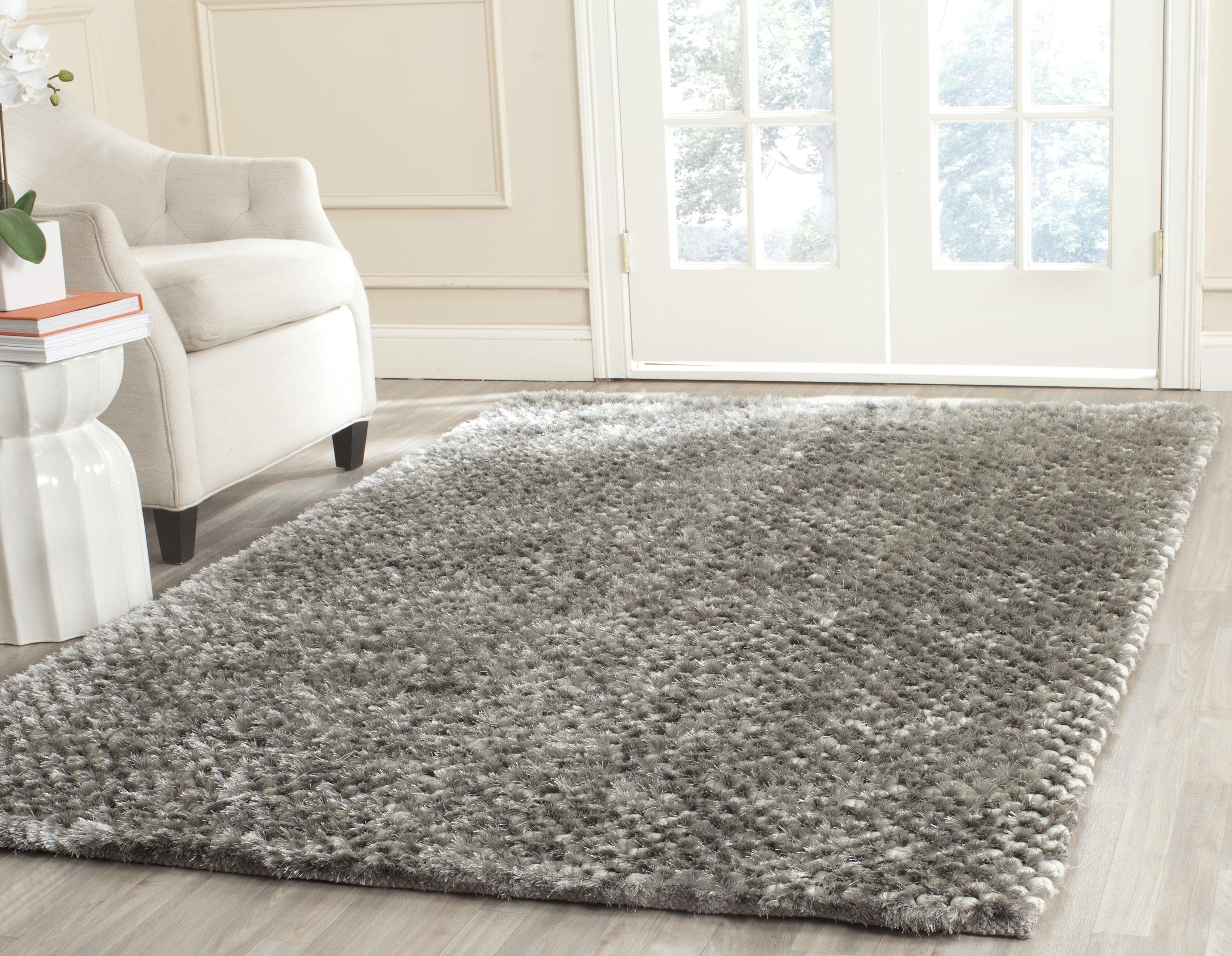 Saint Tropez Shag STS641 Hand Woven Area Rug - Silver - 5'x8' - Safavieh.