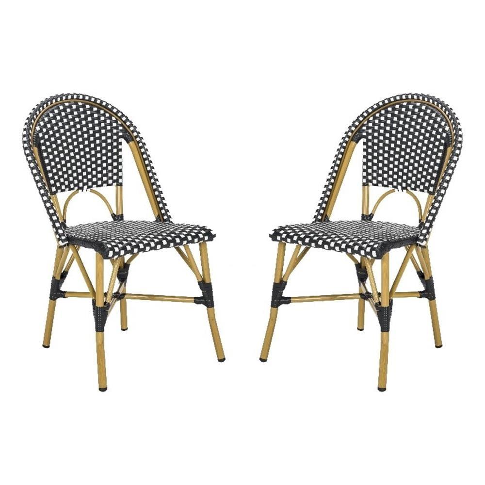 Salcha Side Chair (Set Of 2) - Indoor/Outdoor - FOX5210 - Black/White - Safavieh