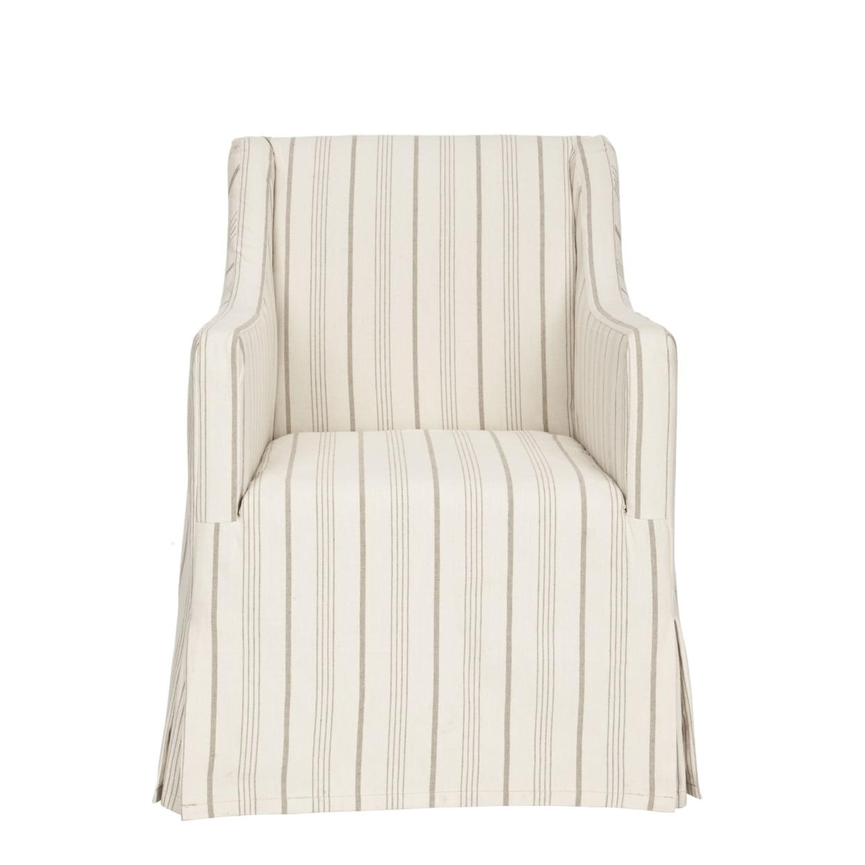 Sandra 26" White Linen Slipcover Arm Chair