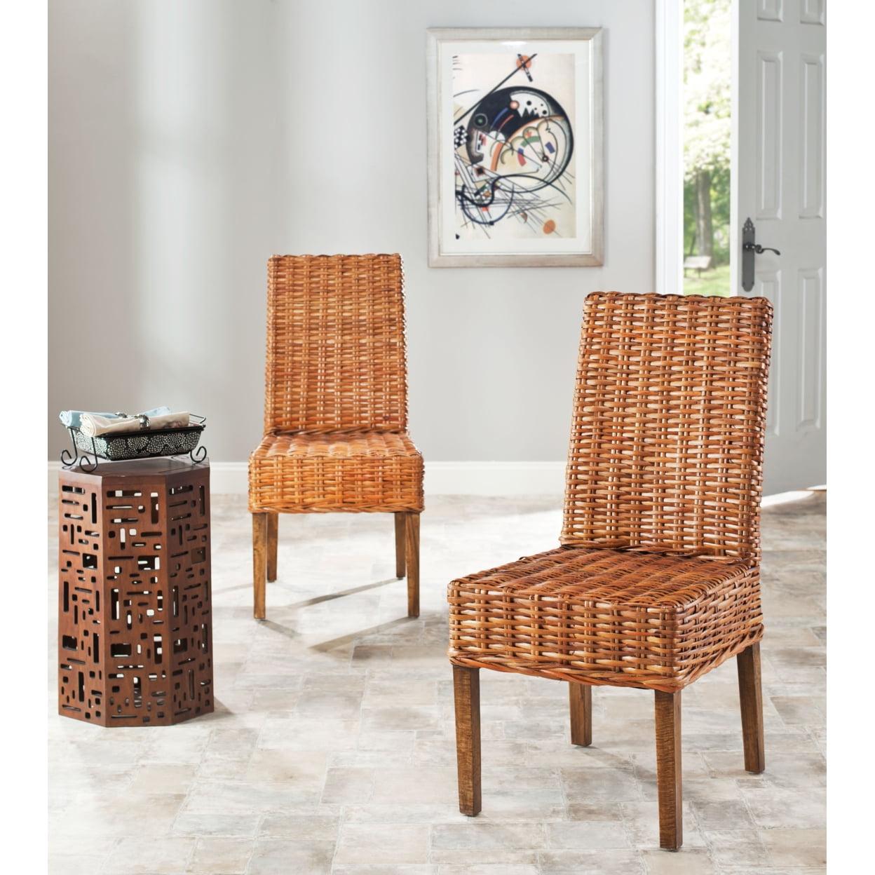 Parsons Transitional Honey Oak Cane Side Chair