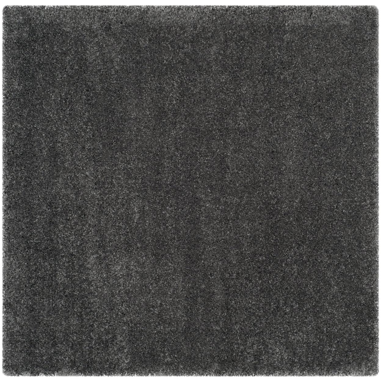 SAFAVIEH Santa Monica Chelsey Solid Shag Area Rug, Dark Grey, 6'7" x 6'7" Square