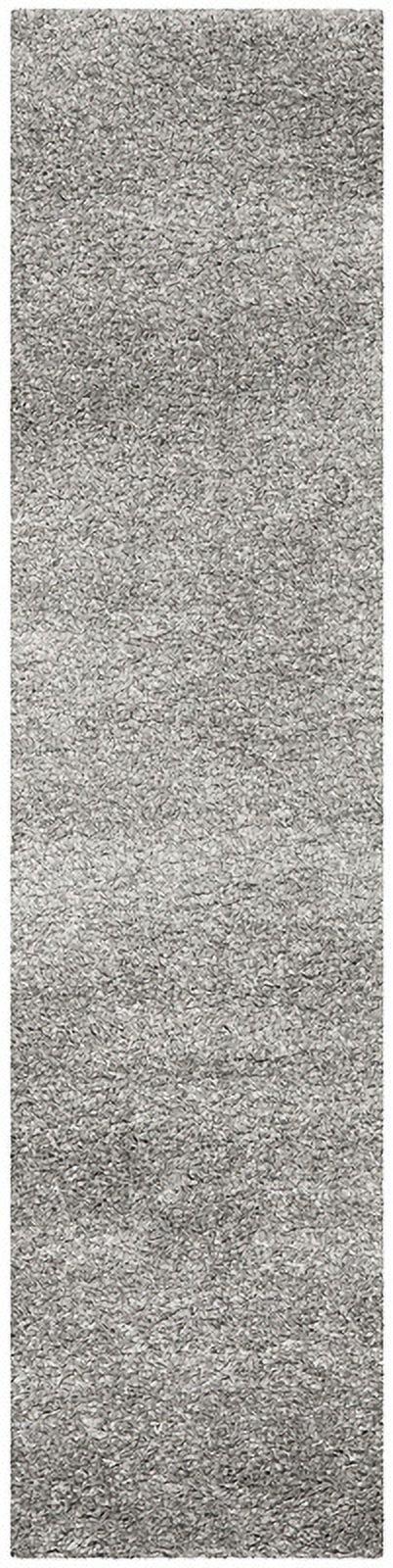 Silver Hand-Knotted Shag Runner Rug, 27" x 12"