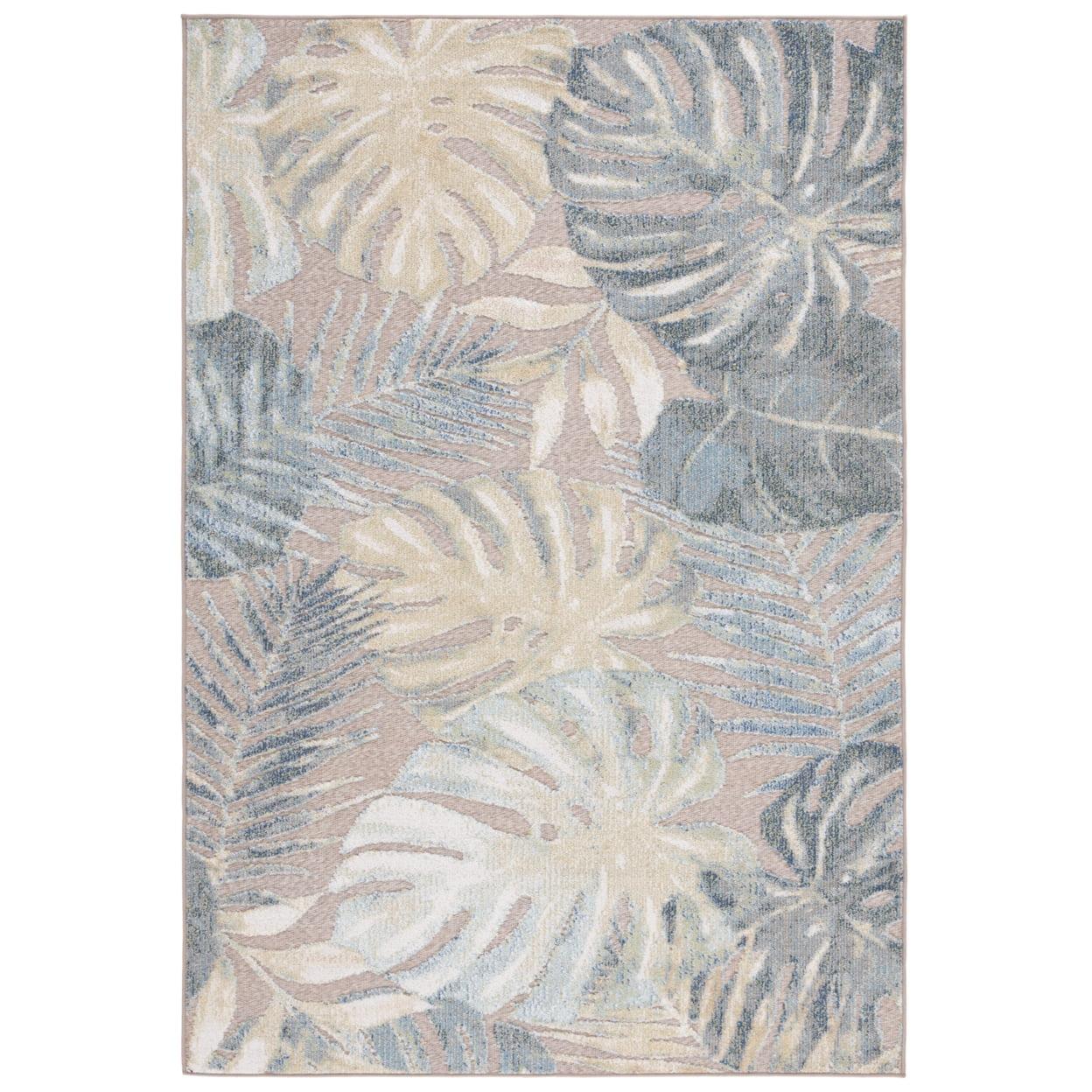 Sarasota SAR112 Power Loomed Indoor/Outdoor Area Rug - Light Green/Brown - 6'7"x6'7" - Safavieh.