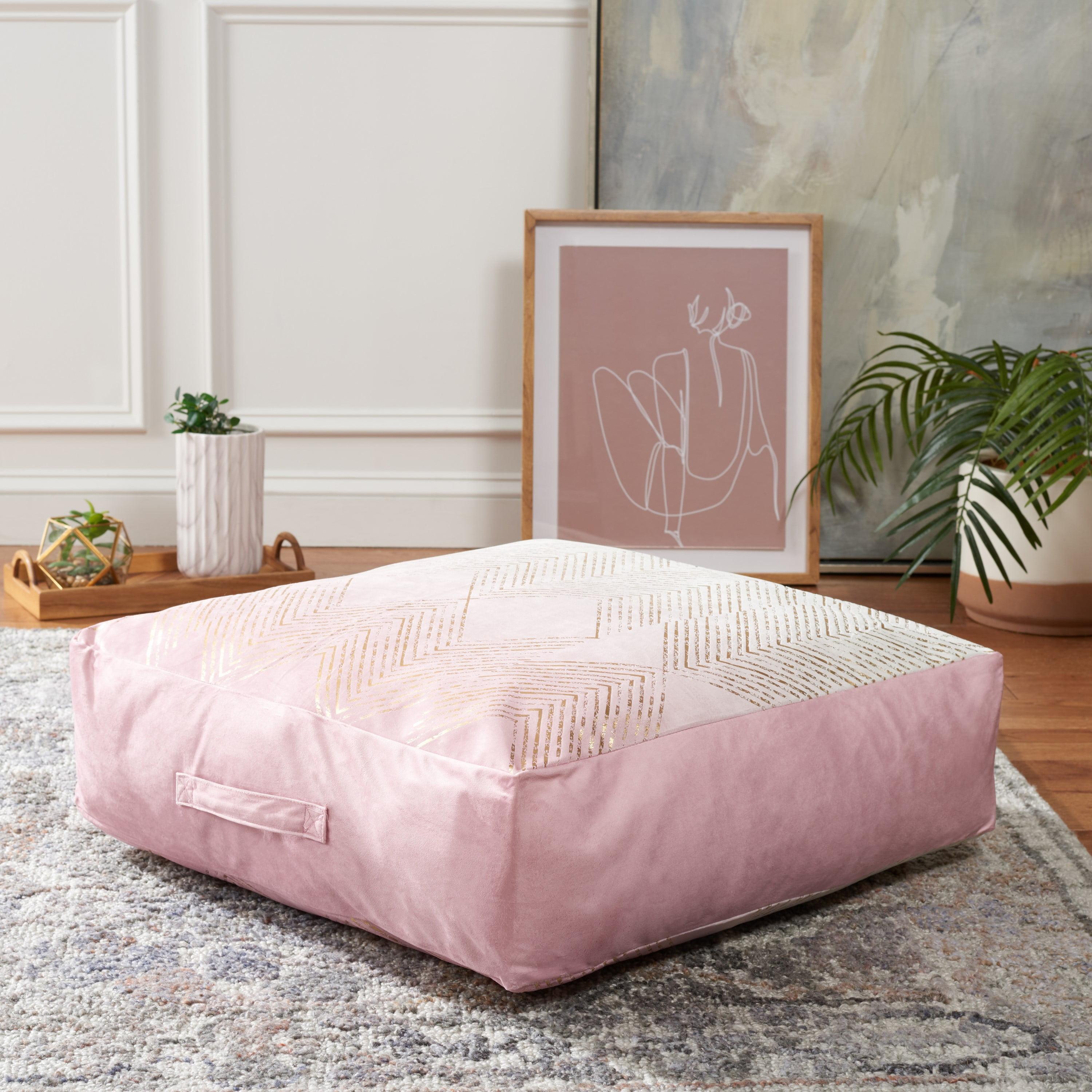 Pink Tufted Geometric Euro Decorative Floor Pillow