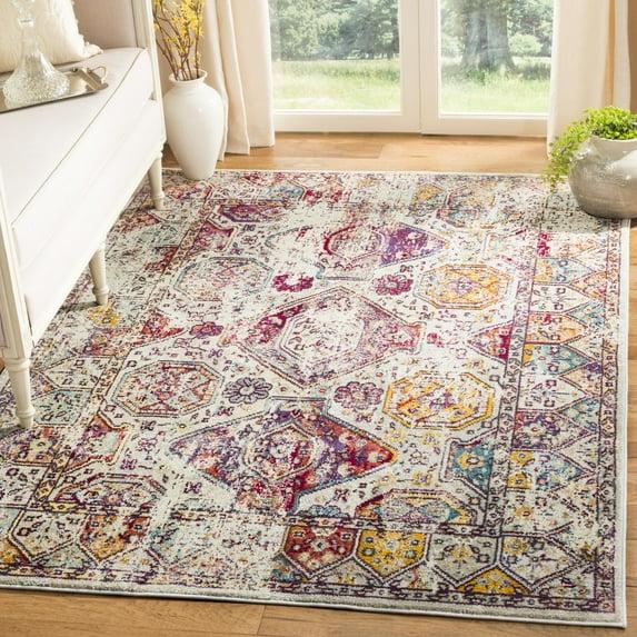 SAFAVIEH Savannah Baldric Faded Transitional Polyester Area Rug, Grey, 9' x 12'