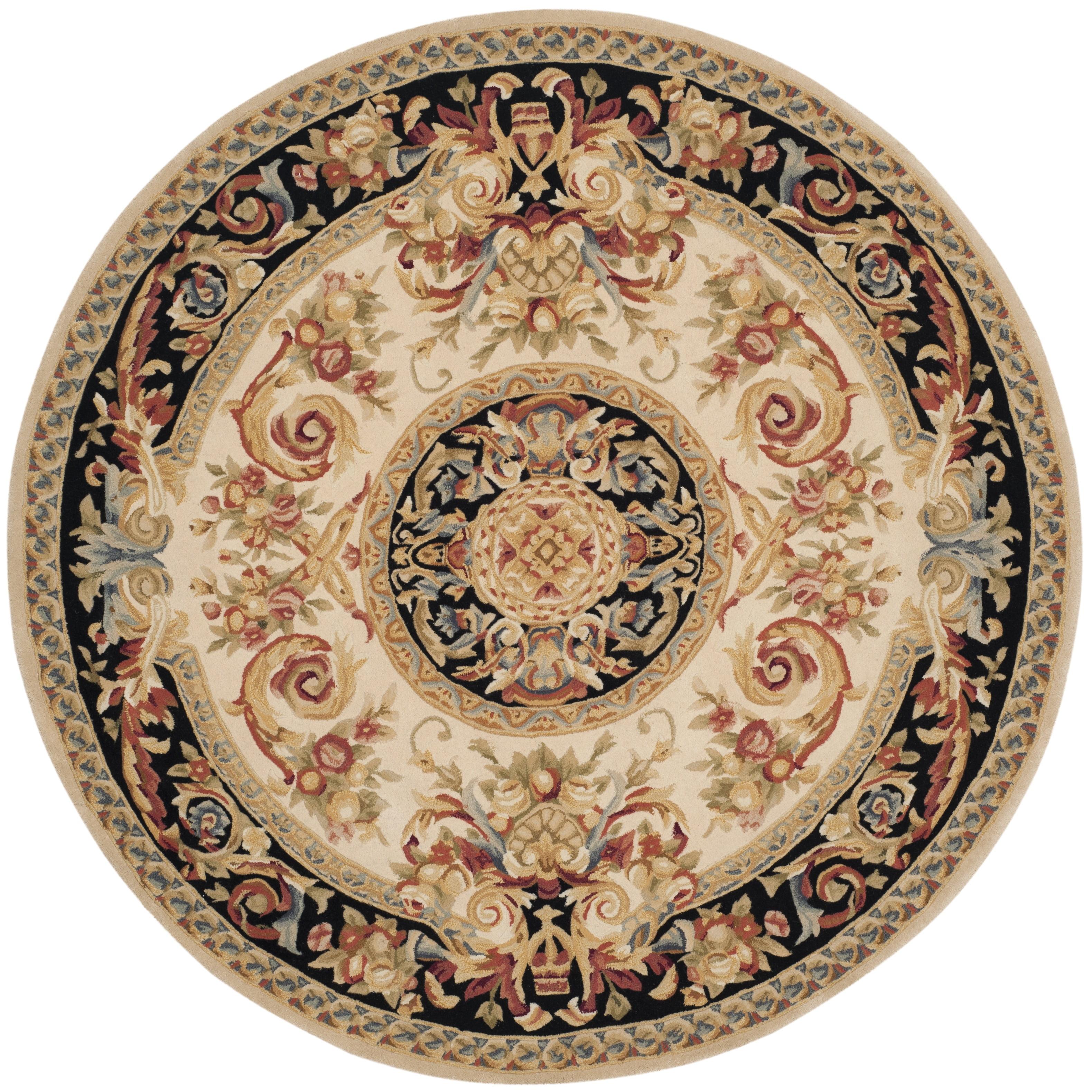 Savonnerie SAV206 Hand Tufted Area Rug - Ivory/Gold - 6' Round - Safavieh.