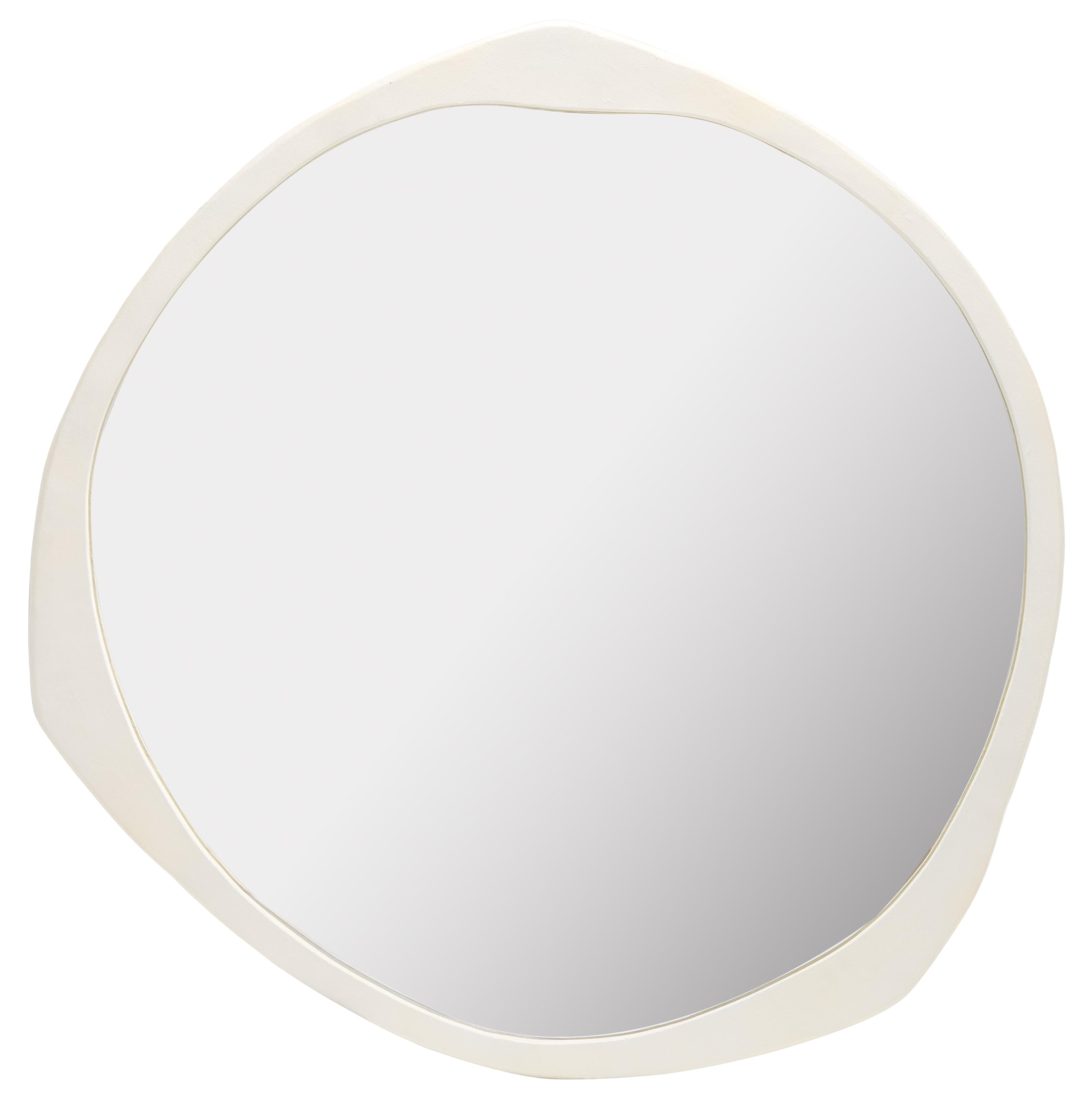 Ivory Round 38" Wood Framed Wall Mirror