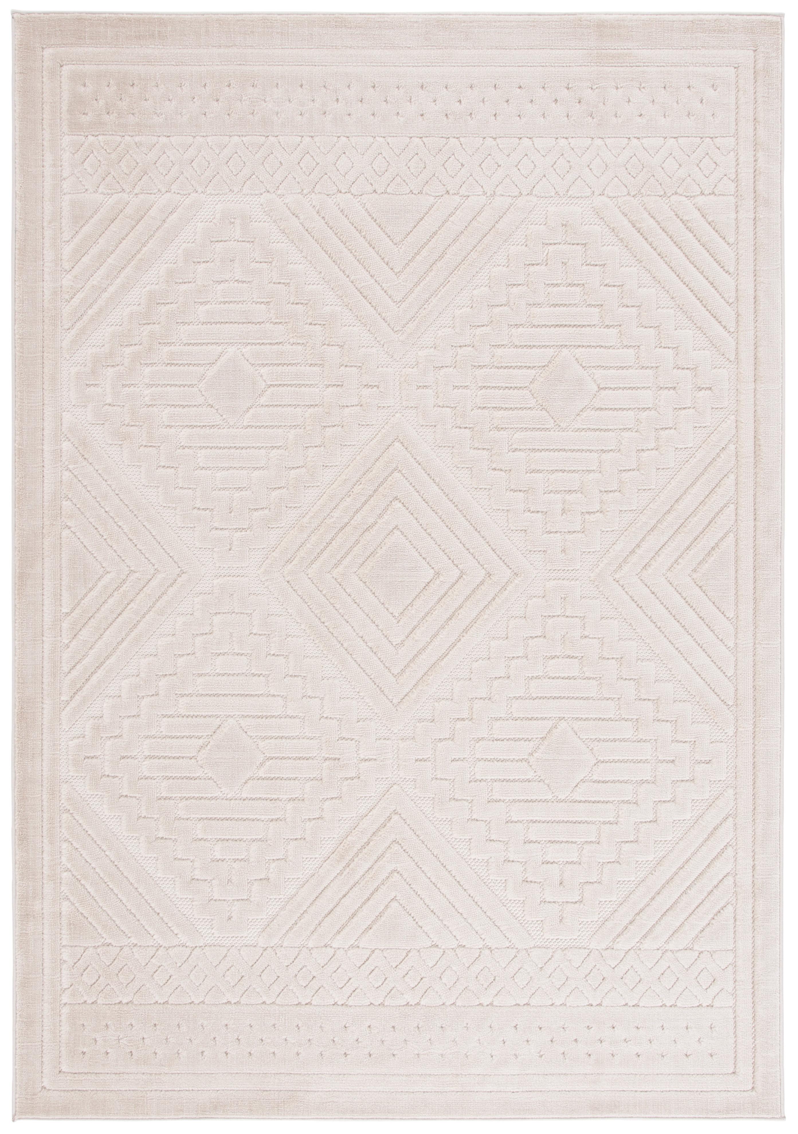 Selena Beige Geometric 4' x 6' Synthetic Area Rug