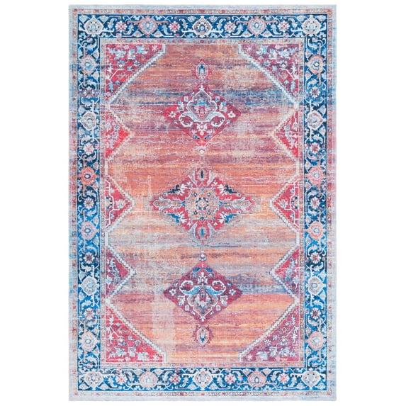 Serapi SEP376 Power Loomed Machine Washable Area Rug - Rust/Navy - 5'3"x7'7" - Safavieh.