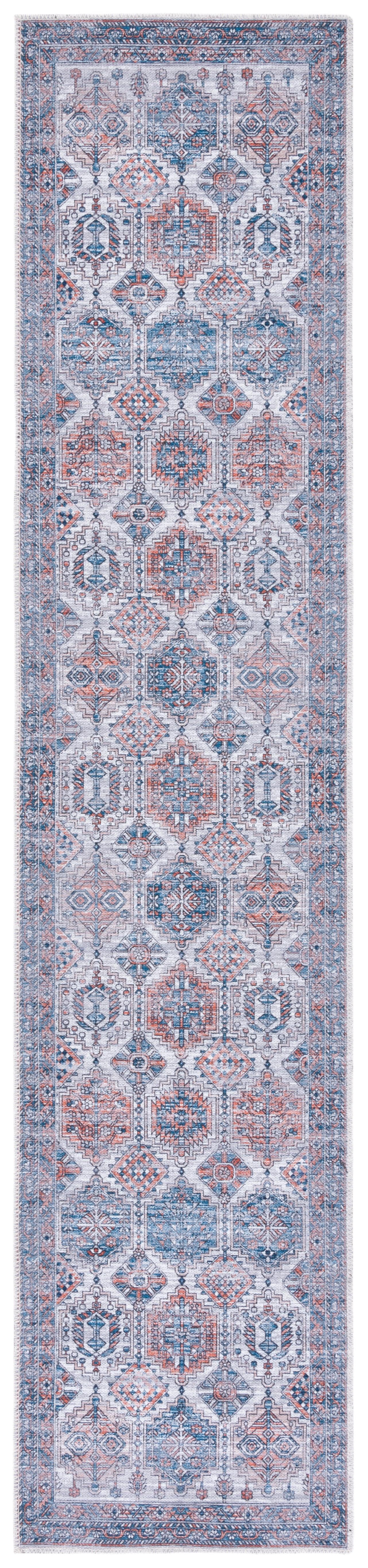 SAFAVIEH Serapi Amina Oriental Machine Washable Runner Rug, Ivory/Rust, 2' x 9'