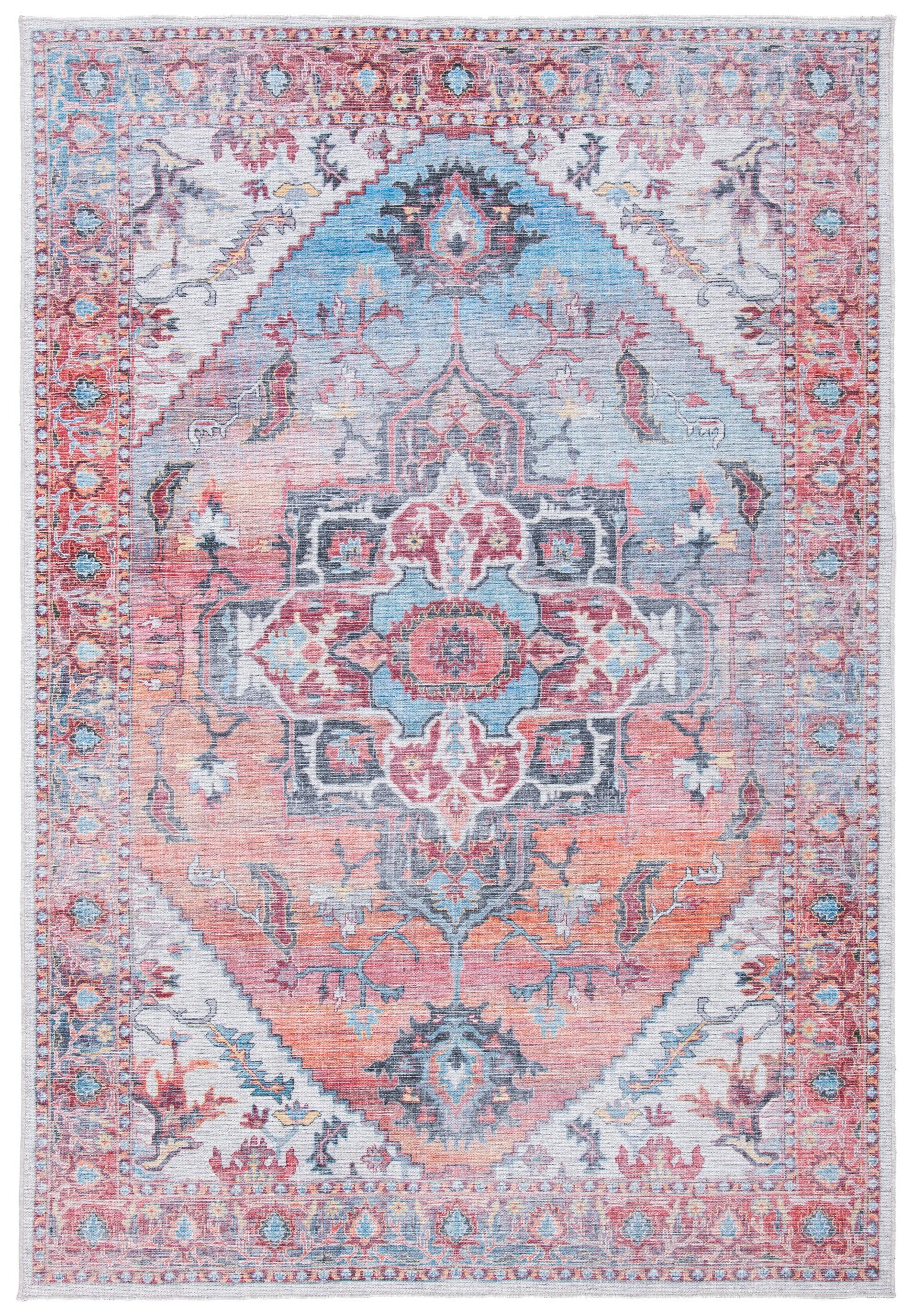 Katelyn Oriental Pink/Blue/Black/Ivory Area Rug