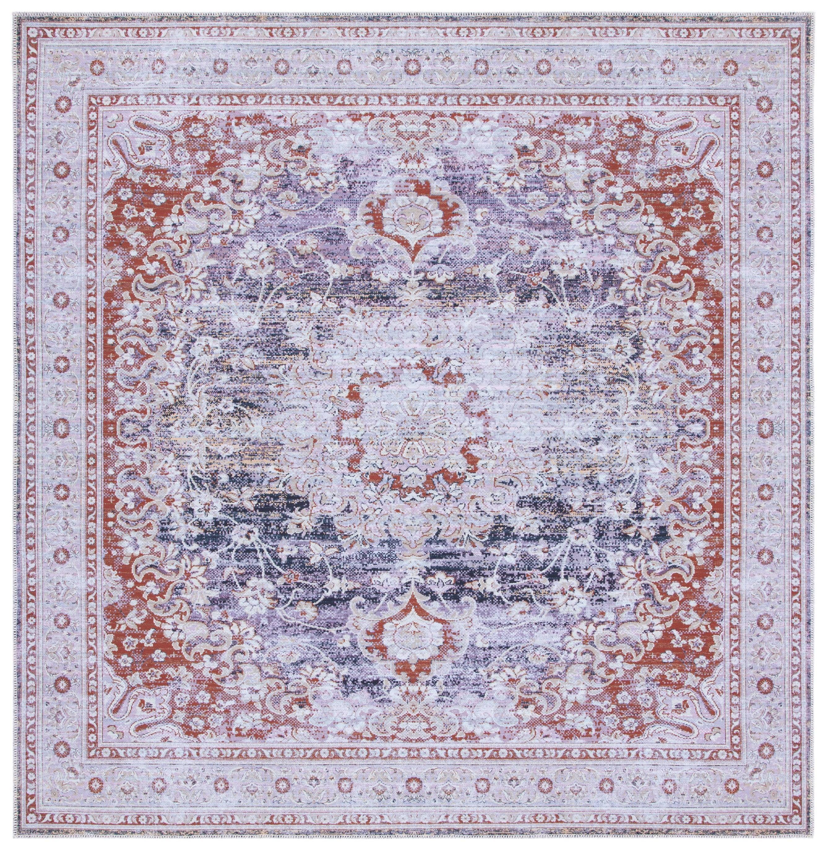 Serapi SEP550 Power Loomed Machine Washable Skid-Resistant Indoor Area Rug - Grey/Light Grey - 6'7"x6'7" - Safavieh