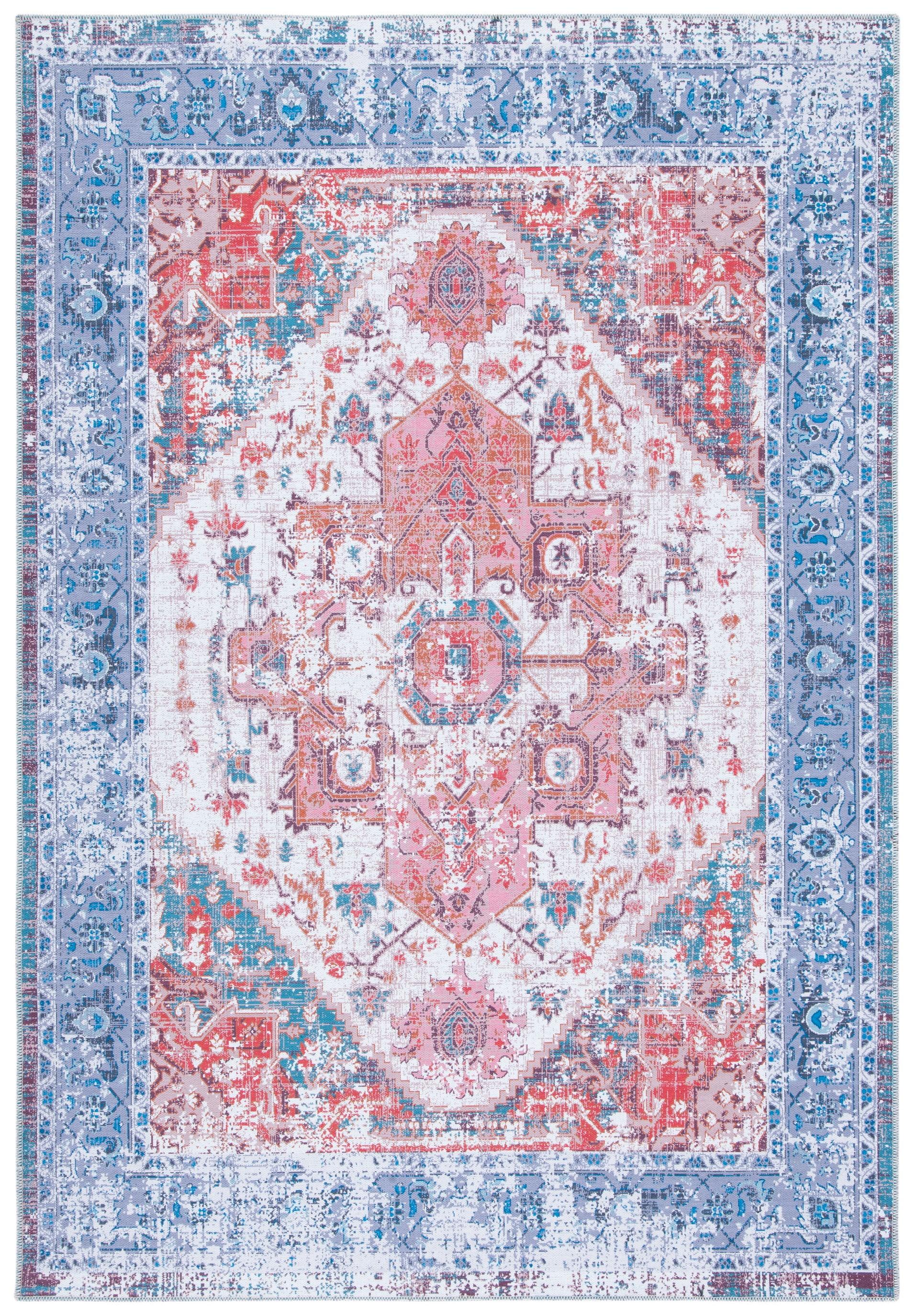 8' x 10' Blue Reversible Washable Viscose Area Rug