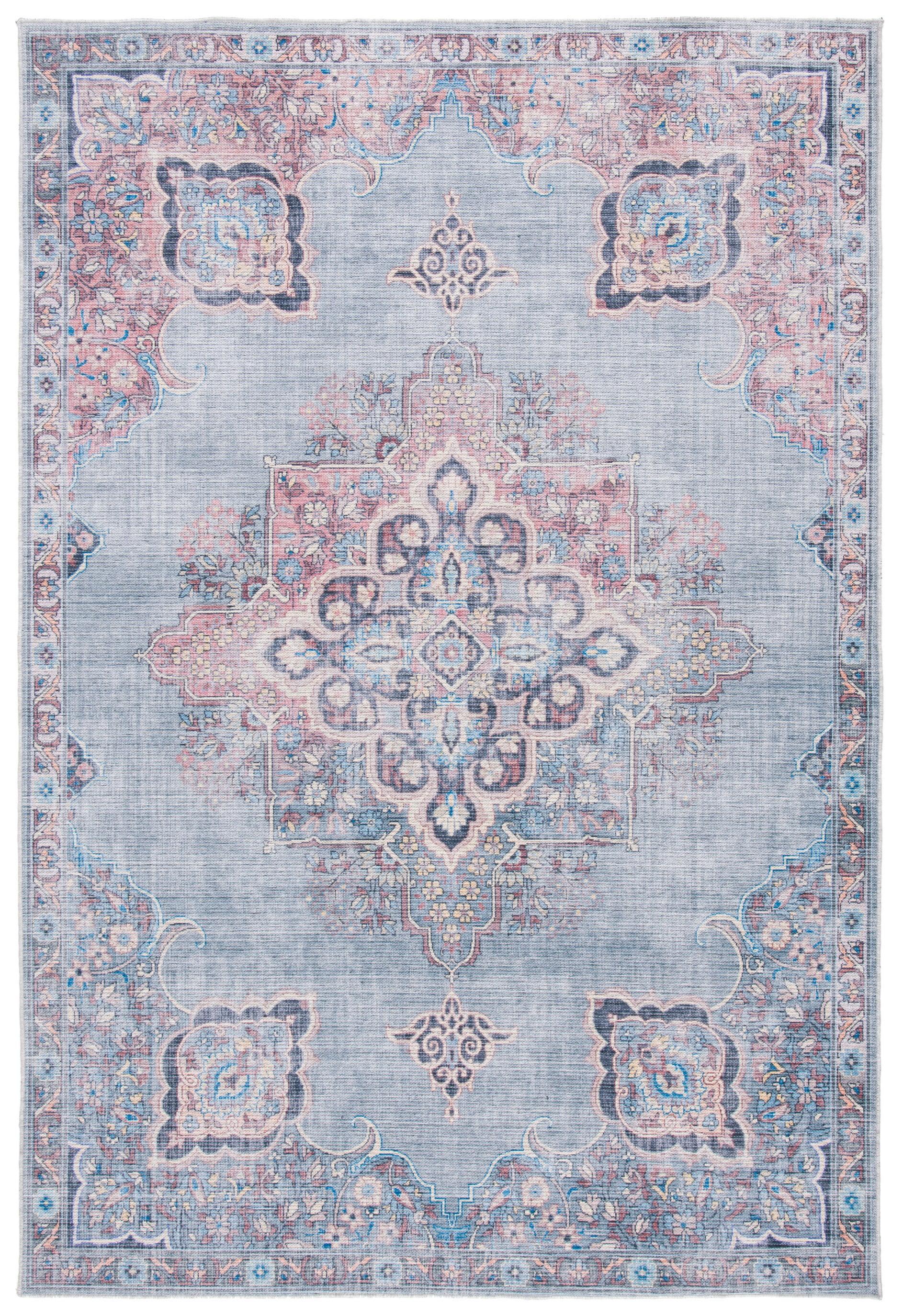 Serapi SEP580 Power Loomed Machine Washable Skid-Resistant Indoor Area Rug - Ivory/Blue - 5'3"x7'6" - Safavieh