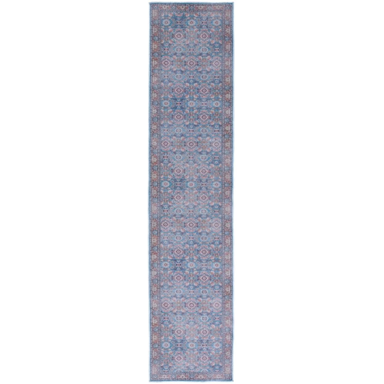 Serapi Blue Cotton Viscose Machine Washable Runner Rug