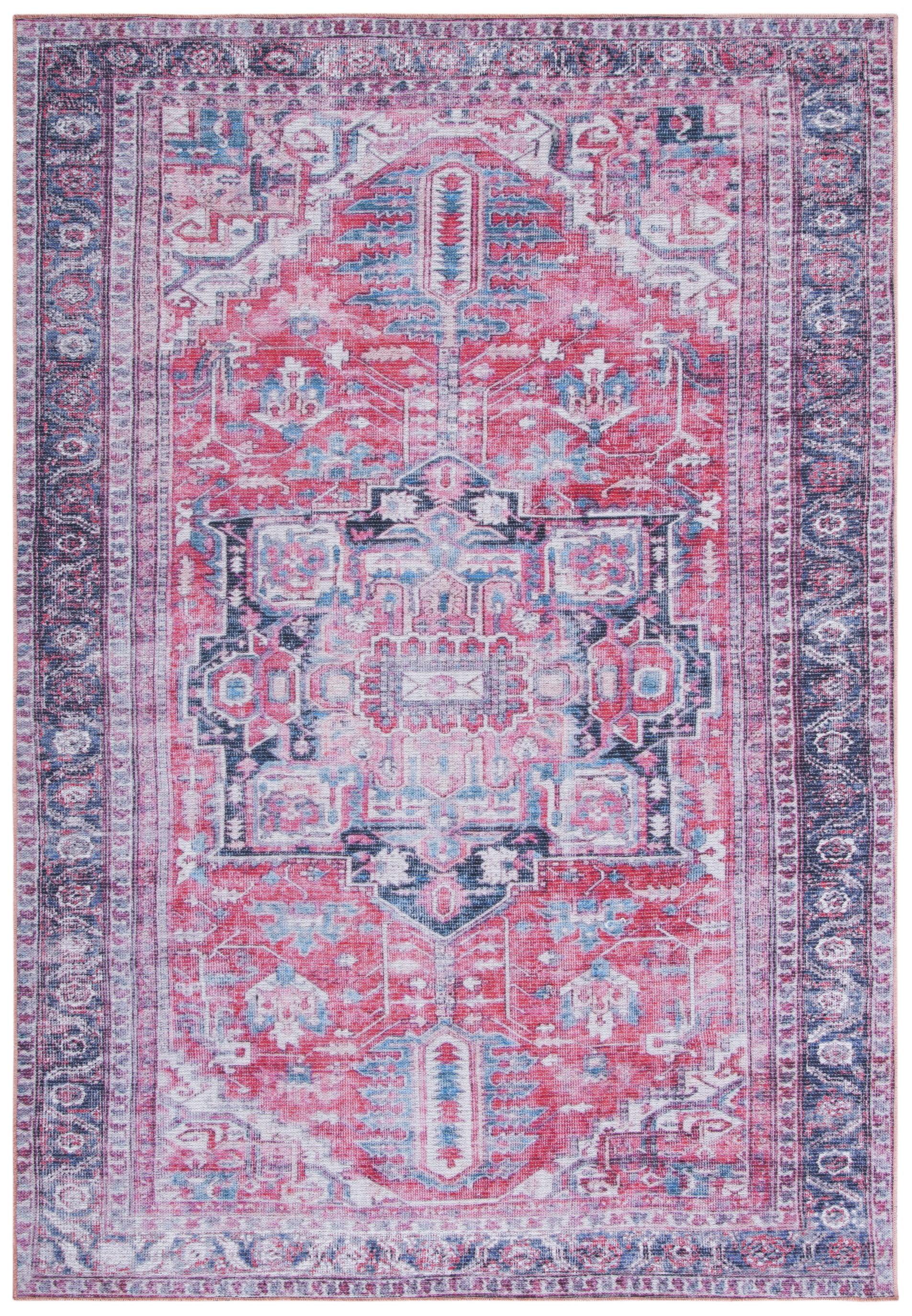 Serapi SEP389 Power Loomed Machine Washable Skid-Resistant Indoor Area Rug - Navy/Red - 5'3"x7'7" - Safavieh