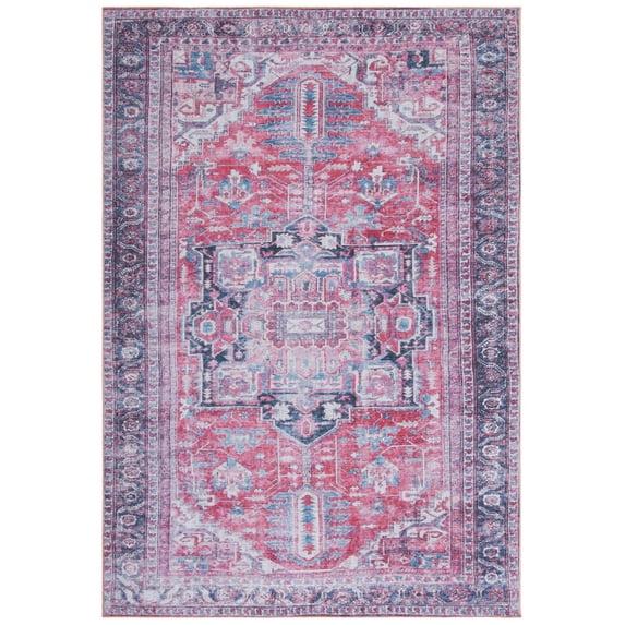 Serapi SEP389 Power Loomed Machine Washable Skid-Resistant Indoor Area Rug - Navy/Red - 6'7"x9' - Safavieh