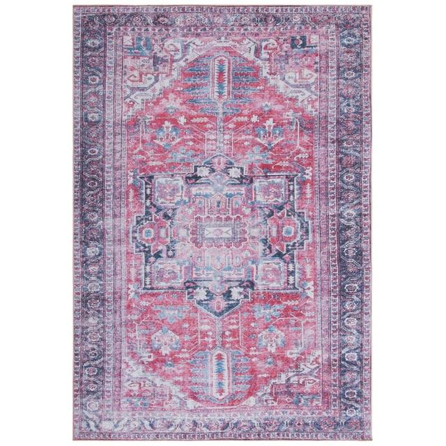 Serapi SEP389 Power Loomed Machine Washable Skid-Resistant Indoor Area Rug - Navy/Red - 6'7"x9' - Safavieh