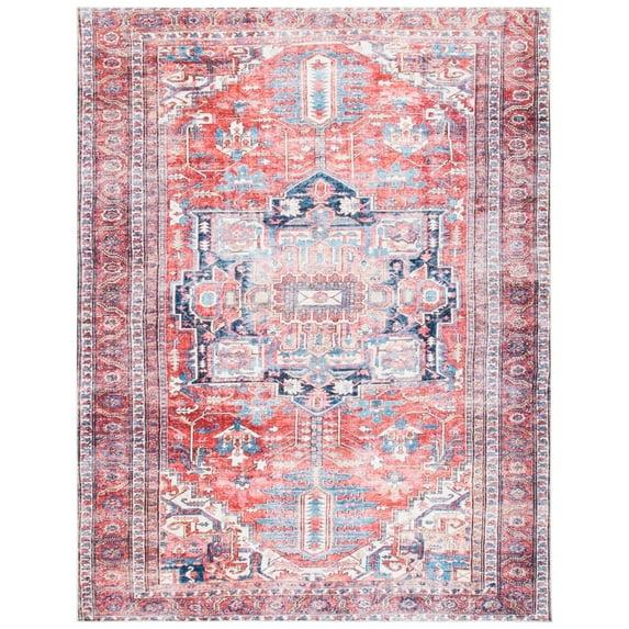 Serapi SEP389 Power Loomed Machine Washable Skid-Resistant Indoor Area Rug - Red/Navy - 6'7"x9' - Safavieh