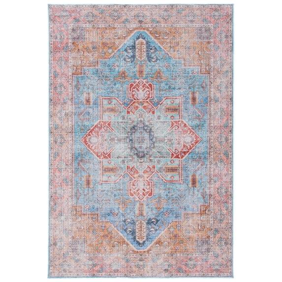 Serapi SEP582 Power Loomed Machine Washable Area Rug - Blue/Rust - 4'x6' - Safavieh.