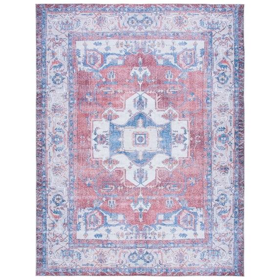 SAFAVIEH Serapi Oralee Traditional Machine Washable Area Rug, Red/Ivory, 5'3" X 7'7"