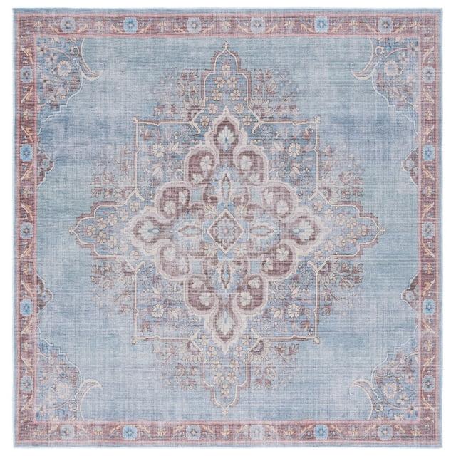 Serapi SEP580 Power Loomed Machine Washable Skid-Resistant Indoor Area Rug - Blue/Brown - 6'7"x6'7" - Safavieh