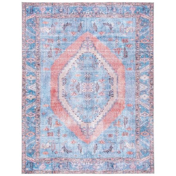 SAFAVIEH Serapi Teague Traditional Machine Washable Area Rug, Light Blue/Beige, 8' x 10'