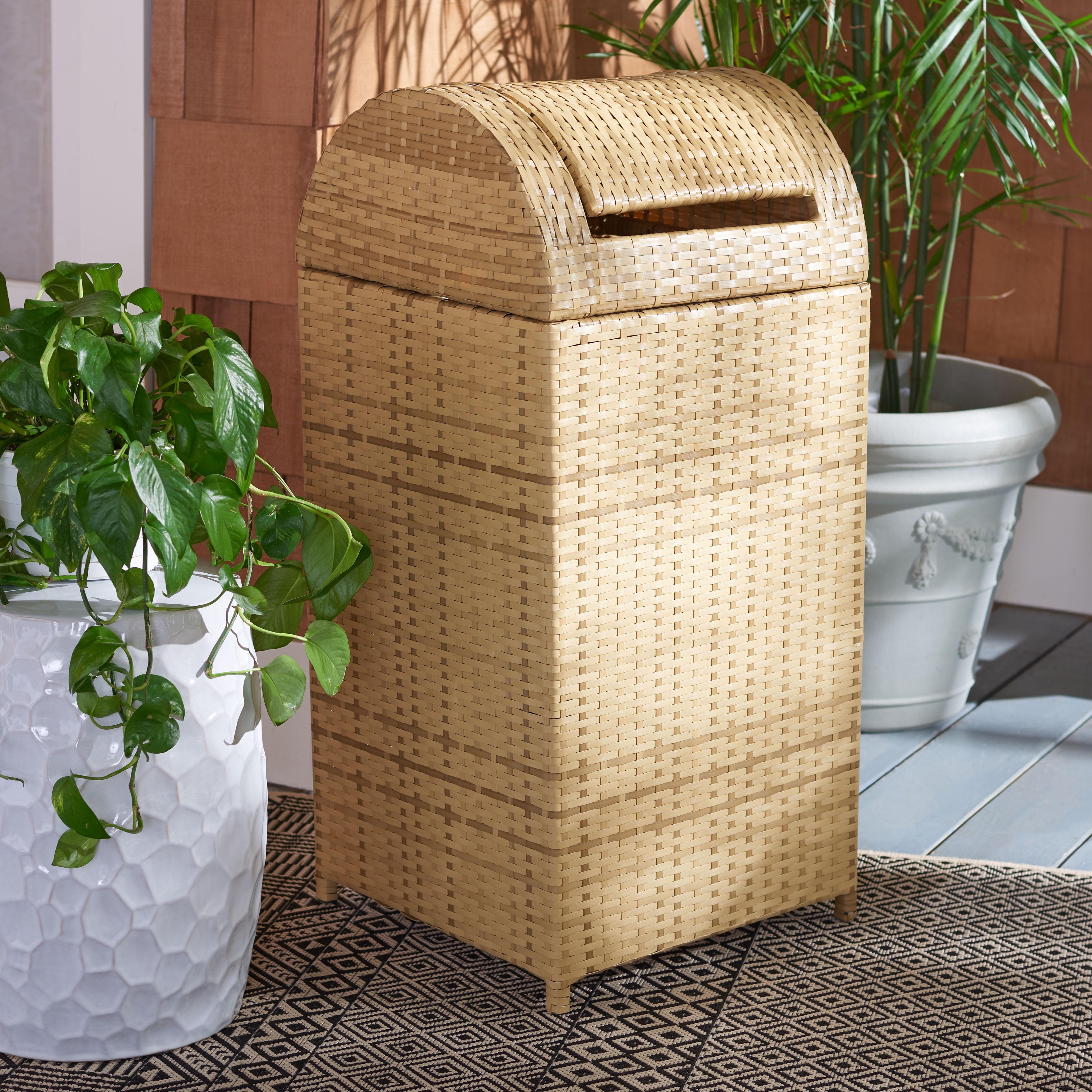 Serapis Outdoor Trash Can - Natural - Safavieh