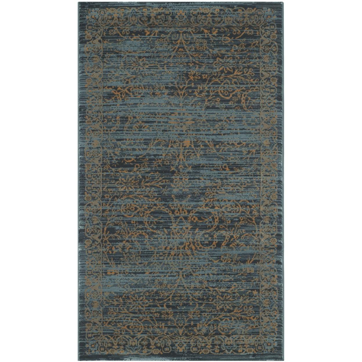 Serenity Blue and Gold Synthetic Oriental Area Rug