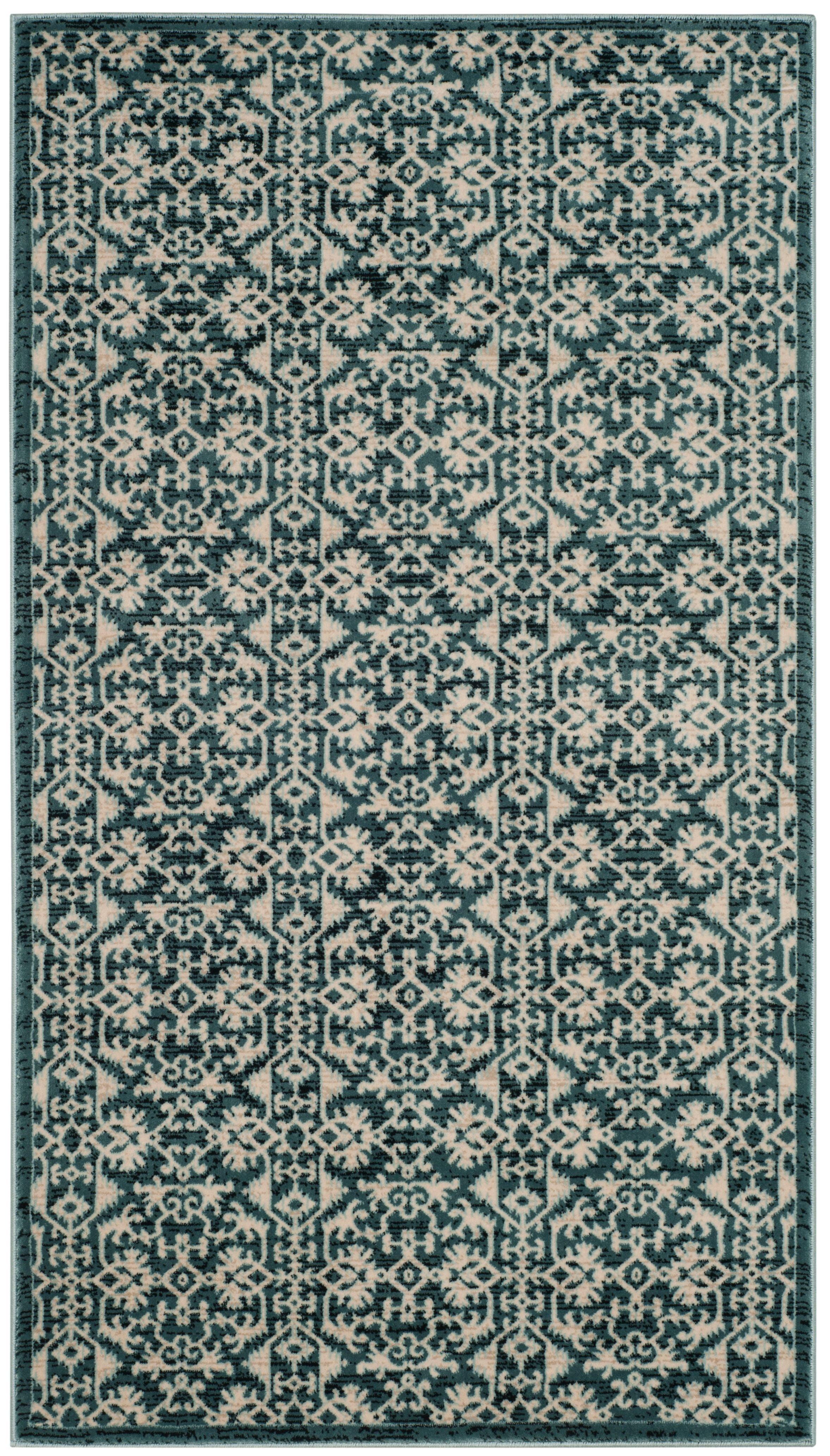 SAFAVIEH Serenity Melyssa Border Area Rug, Turquoise/Cream, 3'3" x 5'3"