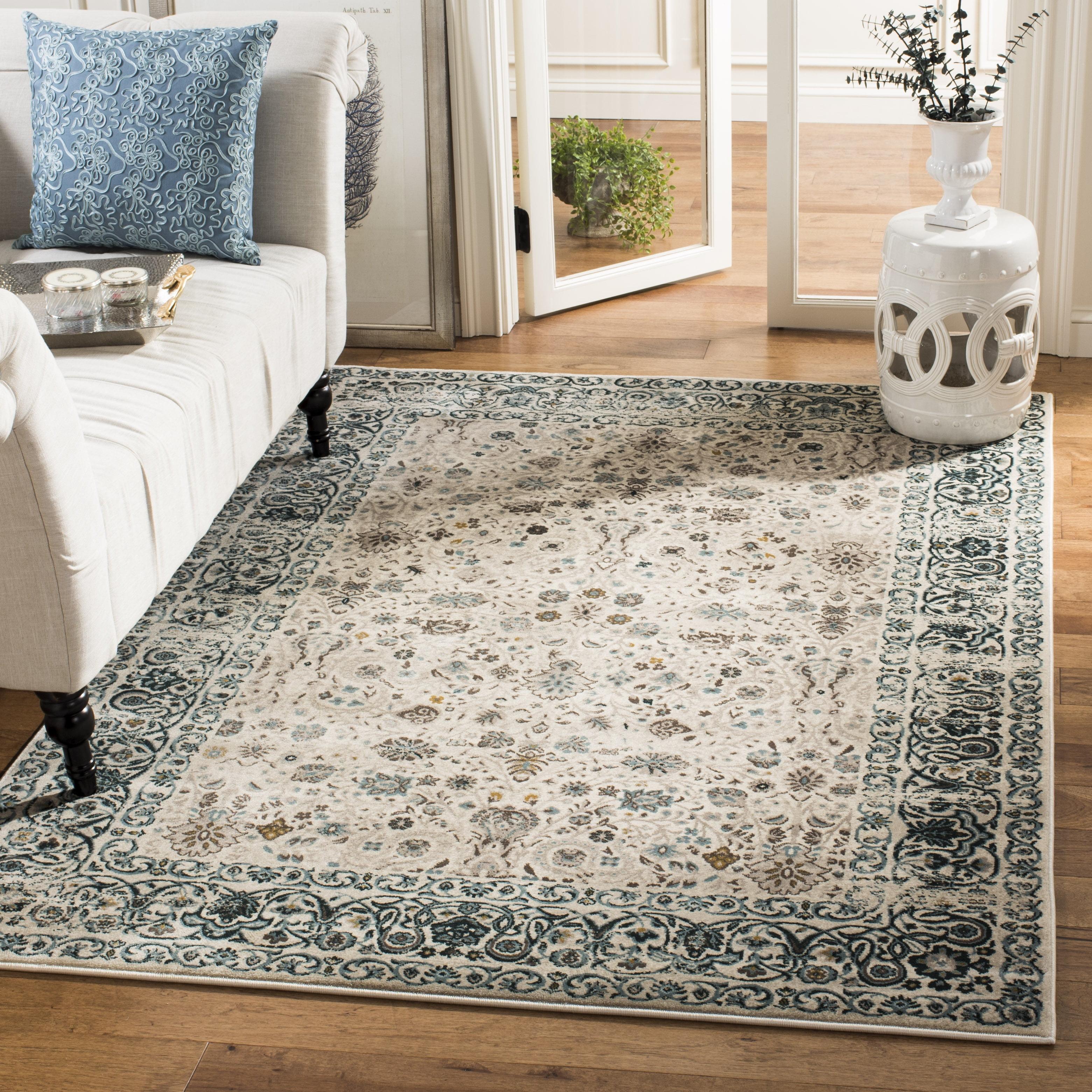 Reversible Rectangular Easy-Care Synthetic Rug 4' x 6' in Blue