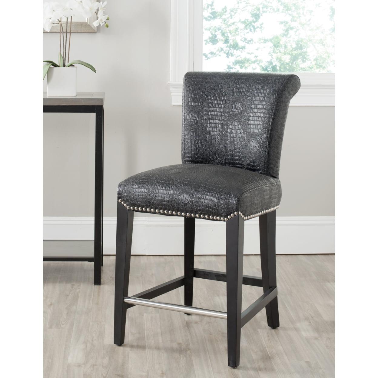 SAFAVIEH Seth Counter Stool Black / Crocodile