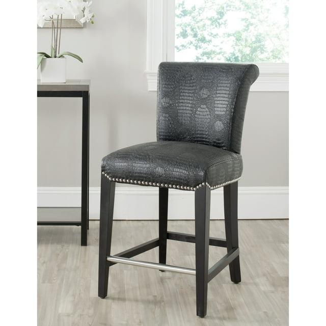 SAFAVIEH Seth Counter Stool Black / Crocodile