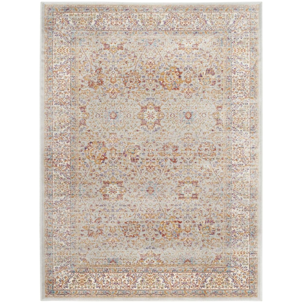 Ivory and Silver Rectangular Viscose Area Rug