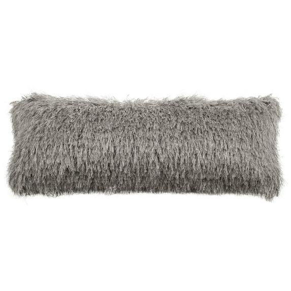 Shag Modish Metallic Pillow - Metallic Silver - 12"X20" - Safavieh
