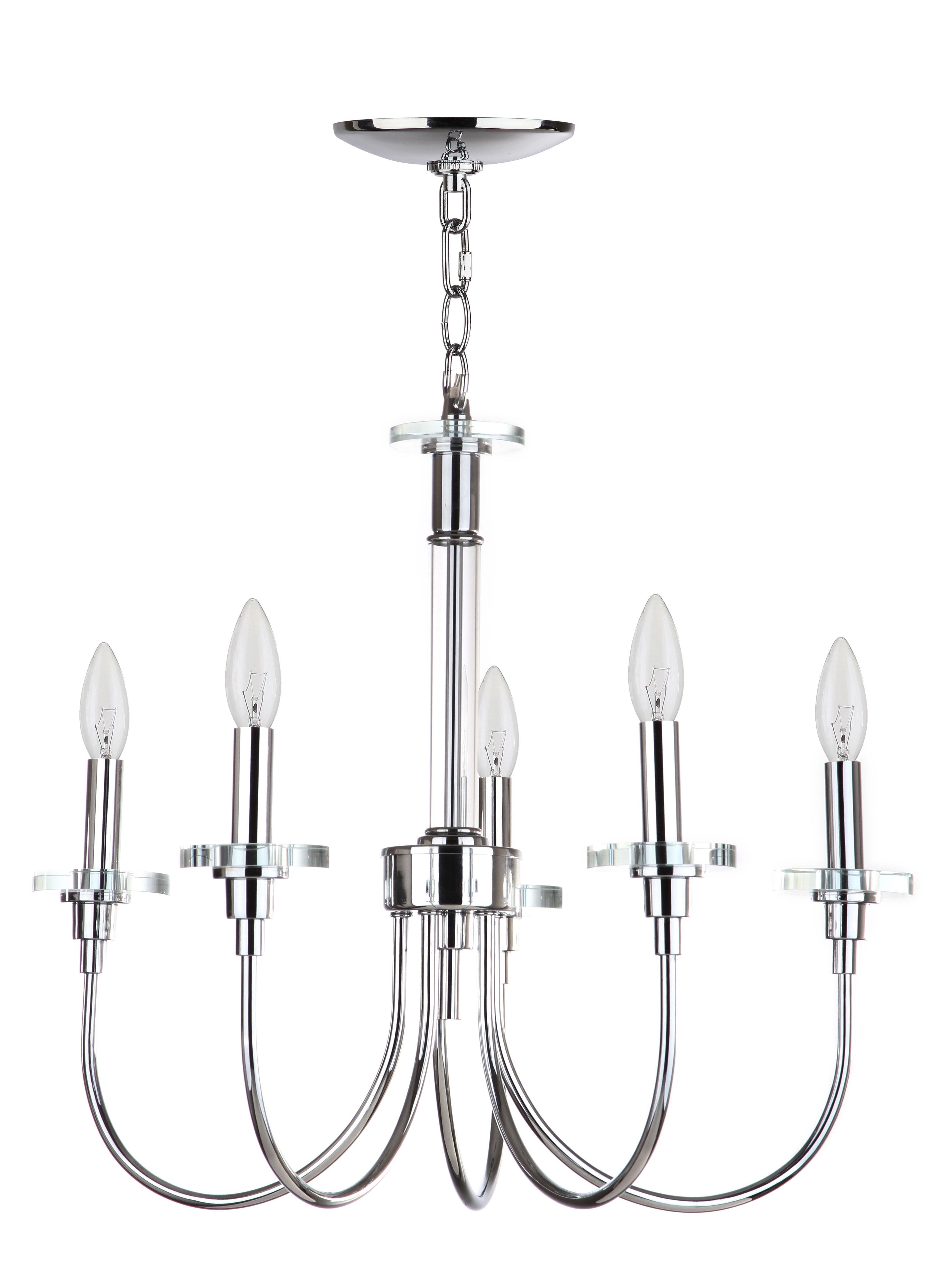 Sharon Chrome and Clear 5-Light Adjustable Chandelier