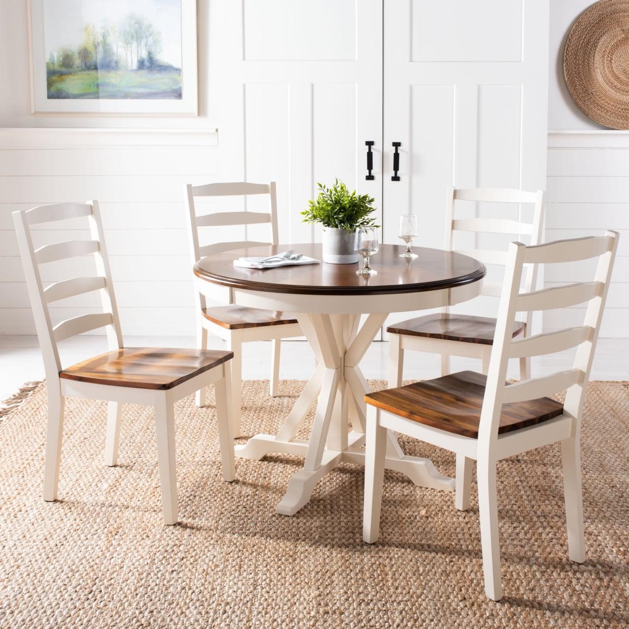 Shay 5-Piece White and Natural Wood Dining Set