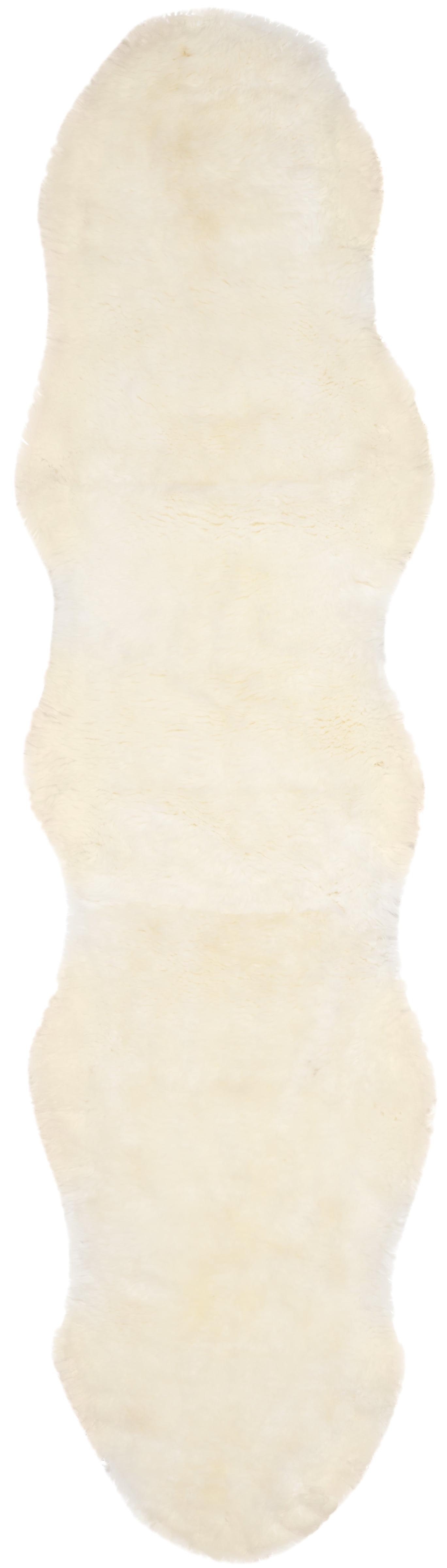 Sheep Skin SHS211 Hand Woven Runner Rug - Natural/White - 2'x10' - Safavieh.
