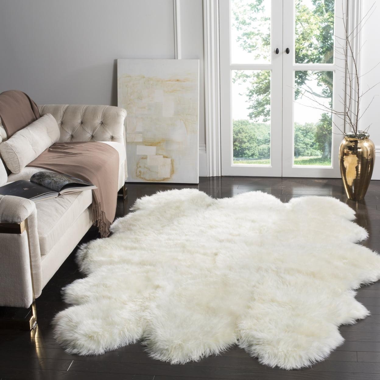 SAFAVIEH Sheep Skin Tiana Sheep Skin Area Rug, White, 3' x 5' Specialty