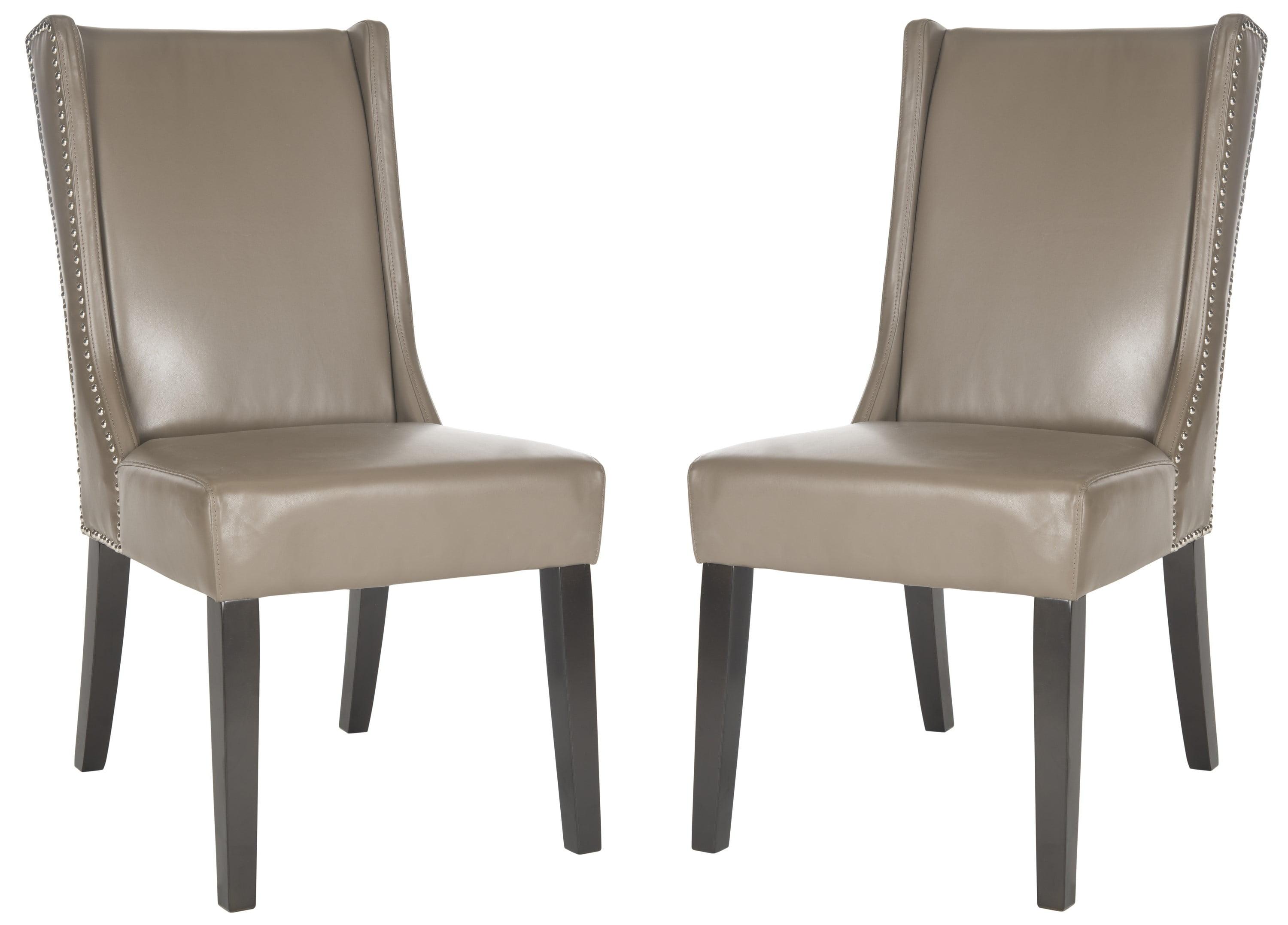 Transitional Gray Leather Upholstered Parsons Side Chair