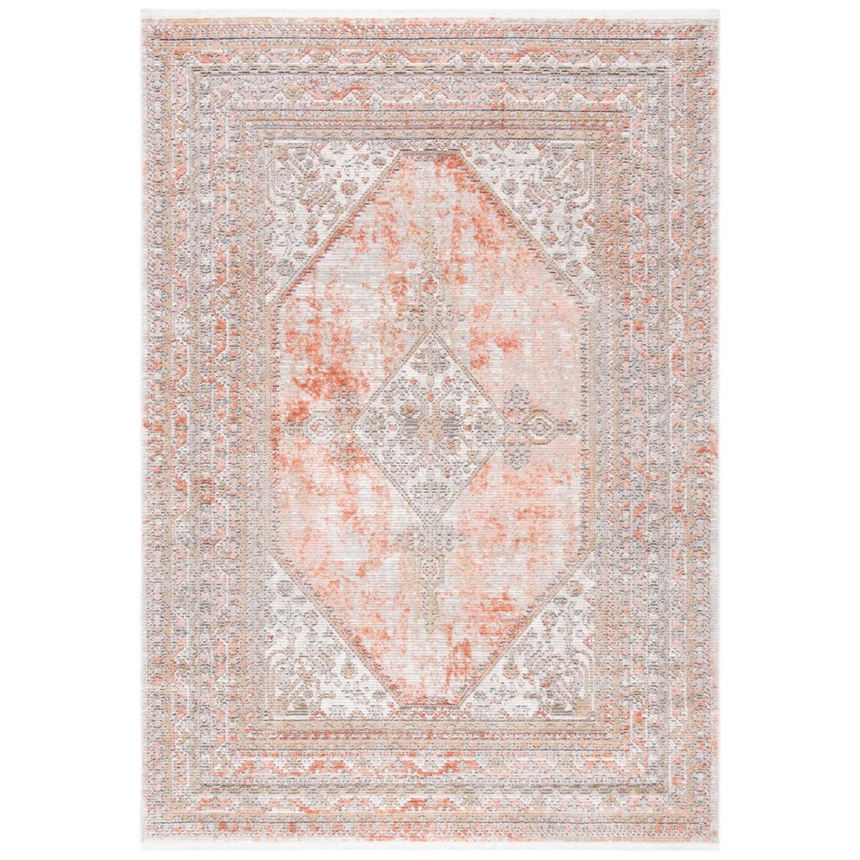 Shivan SHV725 Power Loomed Indoor Area Rug - Rose/Grey - 5'3"x7'6" - Safavieh