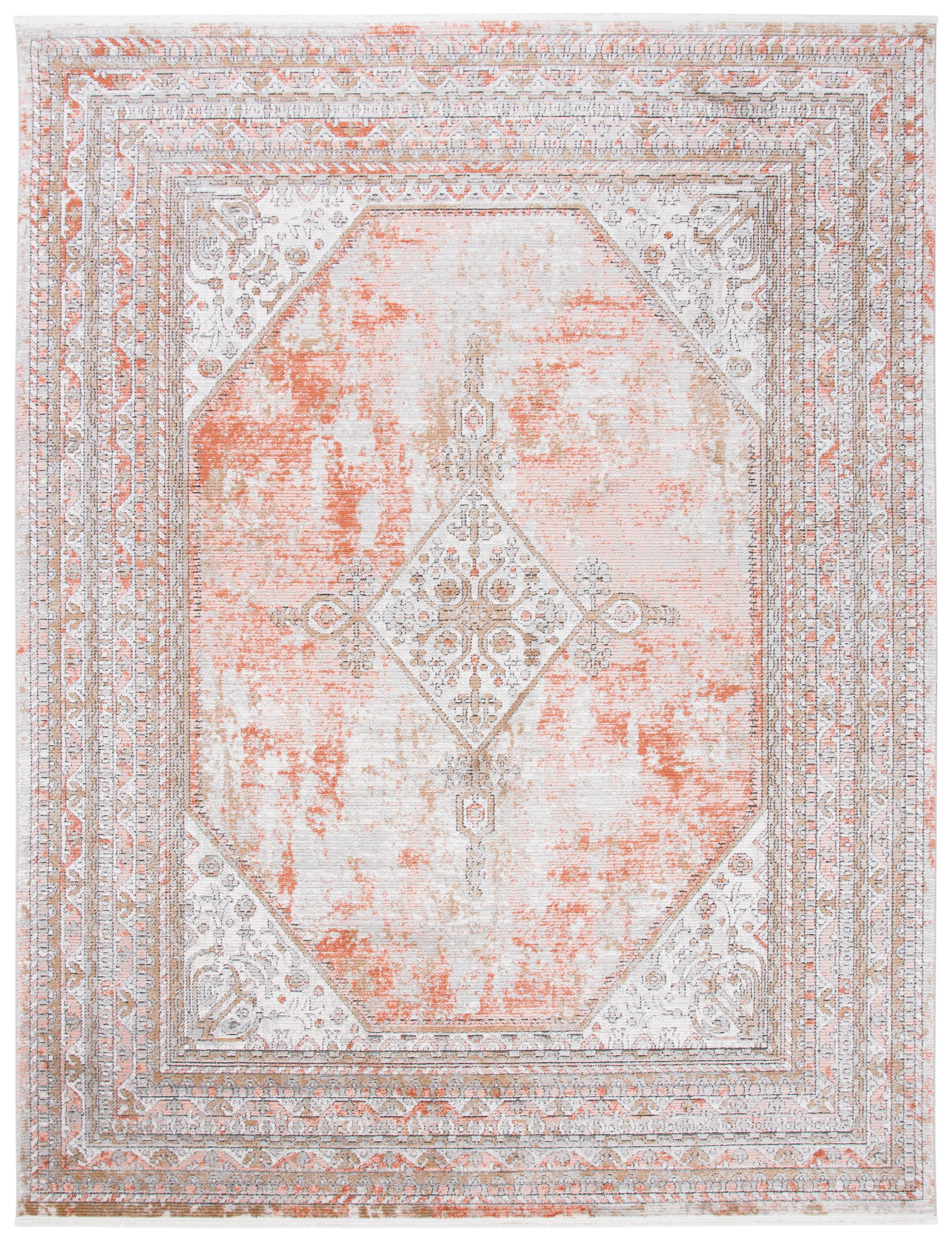 Shivan SHV725 Power Loomed Indoor Area Rug - Rose/Grey - 9'x12' - Safavieh