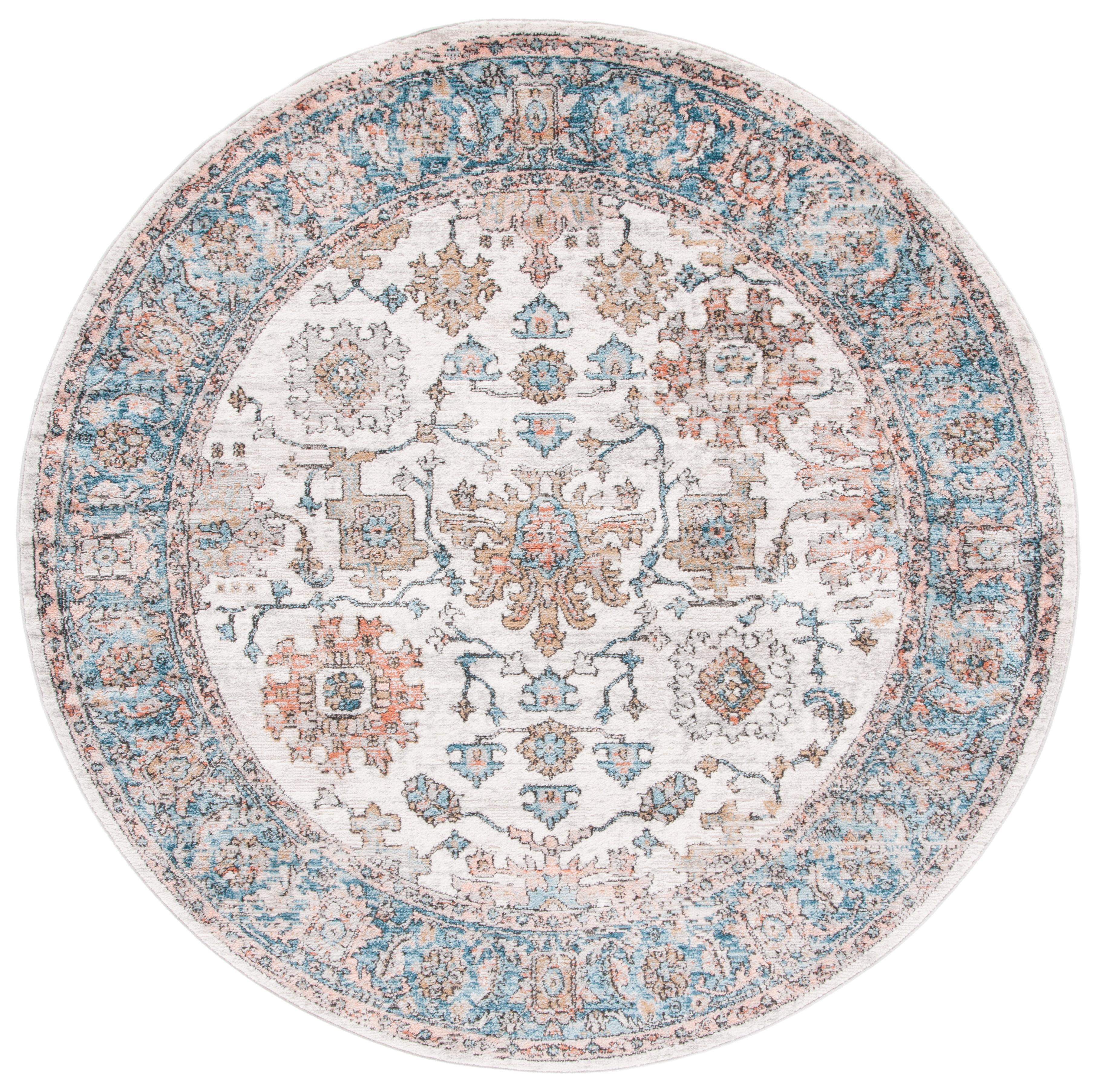 Shivan Blue and Gray Round Abstract Area Rug